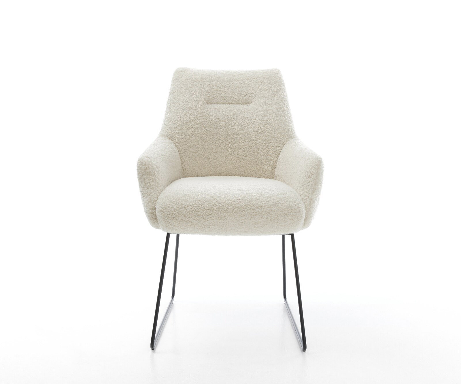 Eetkamerstoel Alja-Flex met armleuning teddy beige slipframe zwart pocketveer kern 2