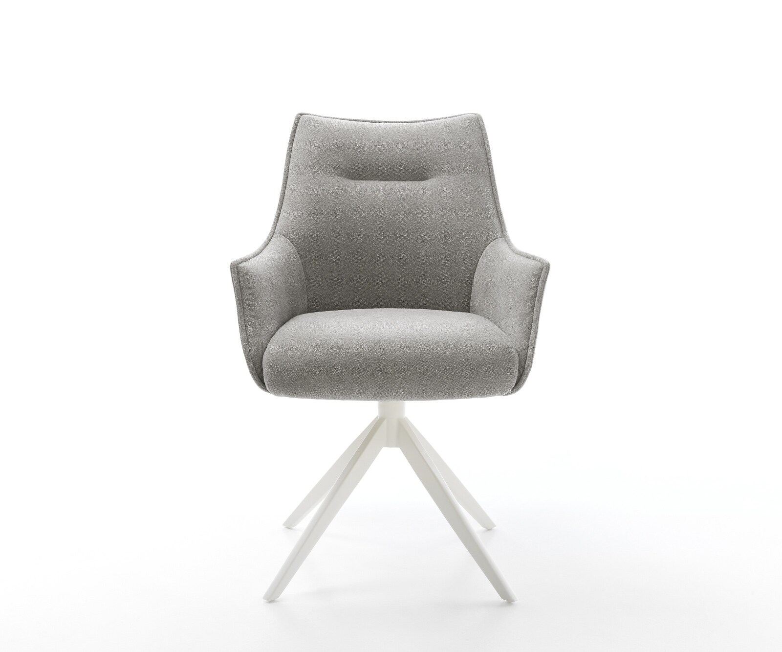 Draaistoel Alja-Flex met armleuning zachte stof met structuur grijs kruisframe breed wit 360° draaibaar rocker-functie pocketveer kern 2