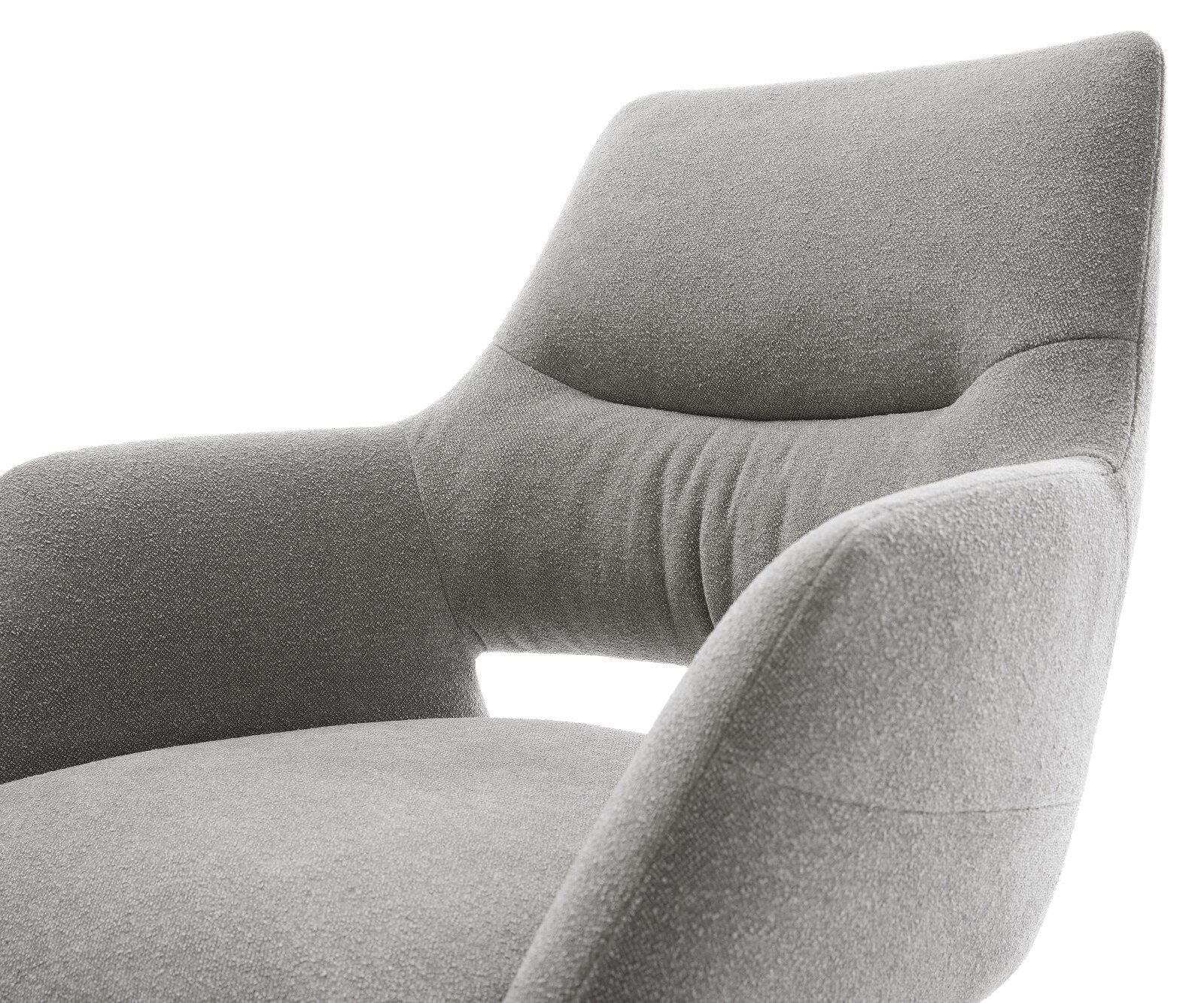 Draaistoel Yago-Flex met armleuning zachte stof met structuur grijs kruisframe breed afwerking met titanium 360° draaibaar rocker-functie pocketveer kern 4