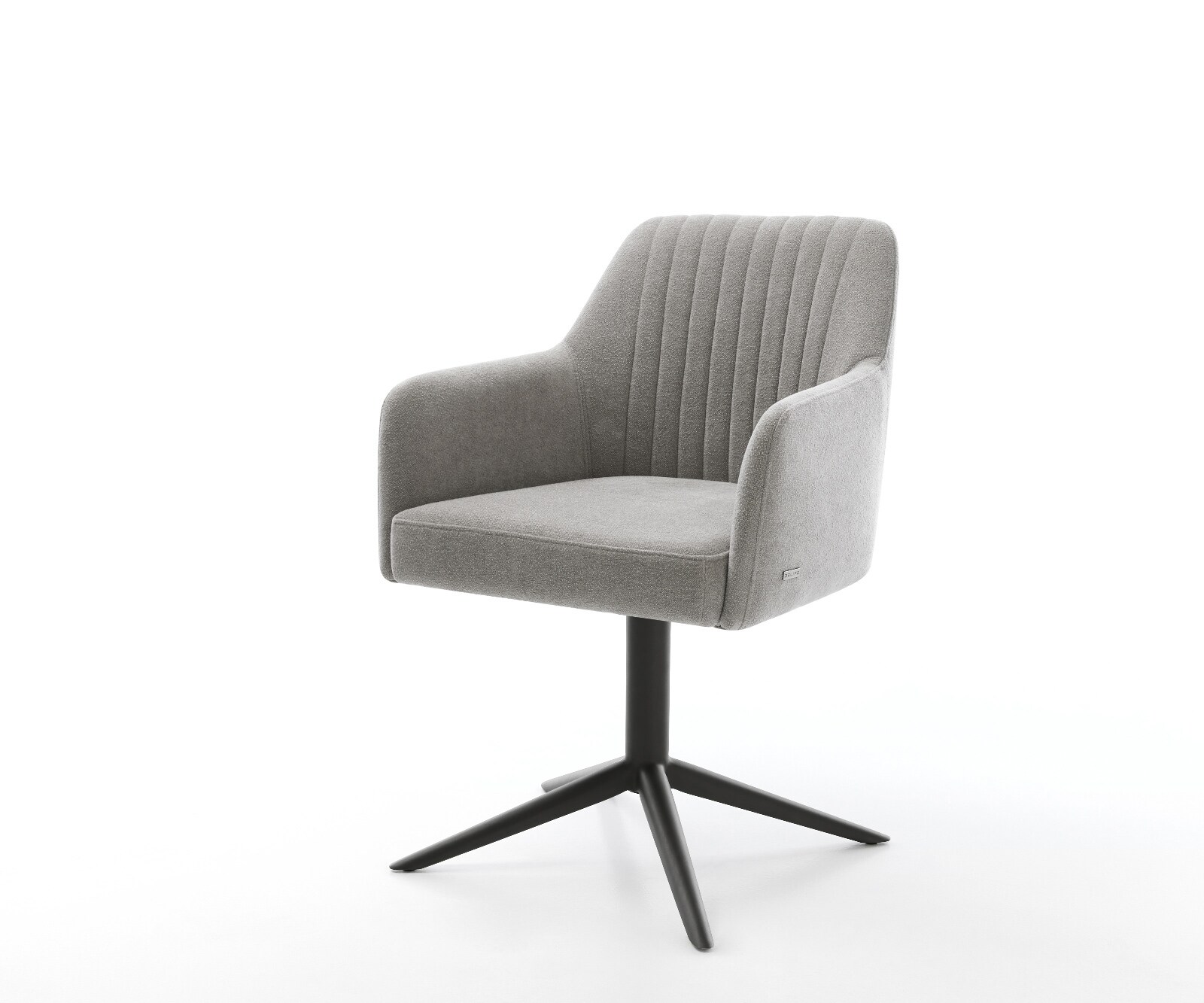 Draaistoel Greg-Flex zachte stof met structuur grijs kruispoot zwart 360° draaibaar rocker-functie pocketveer kern 1