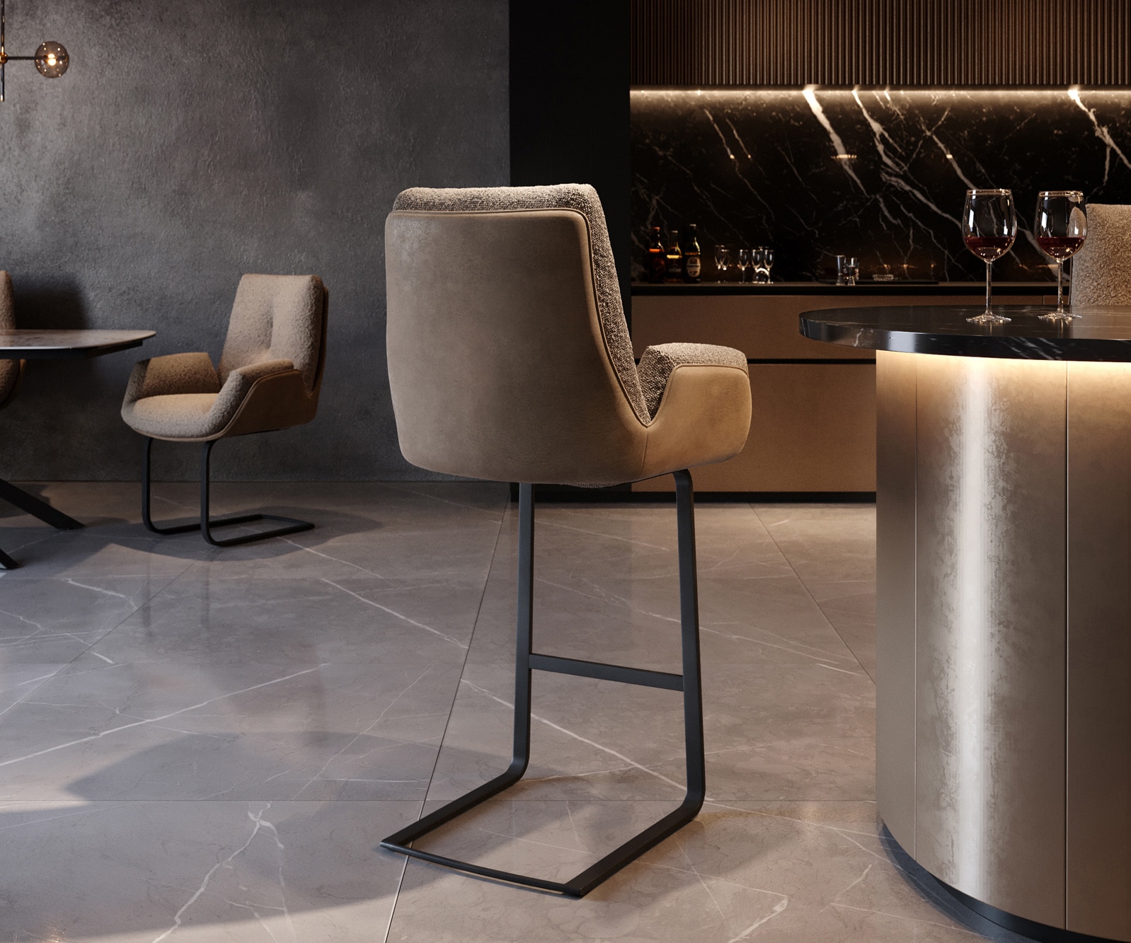 Barstoel Clea-Flex materiaalmix Mud vrijstaand vlak metaal pocketvering 5 Barstoel Clea-Flex materiaalmix Mud vrijstaand vlak metaal pocketvering 5