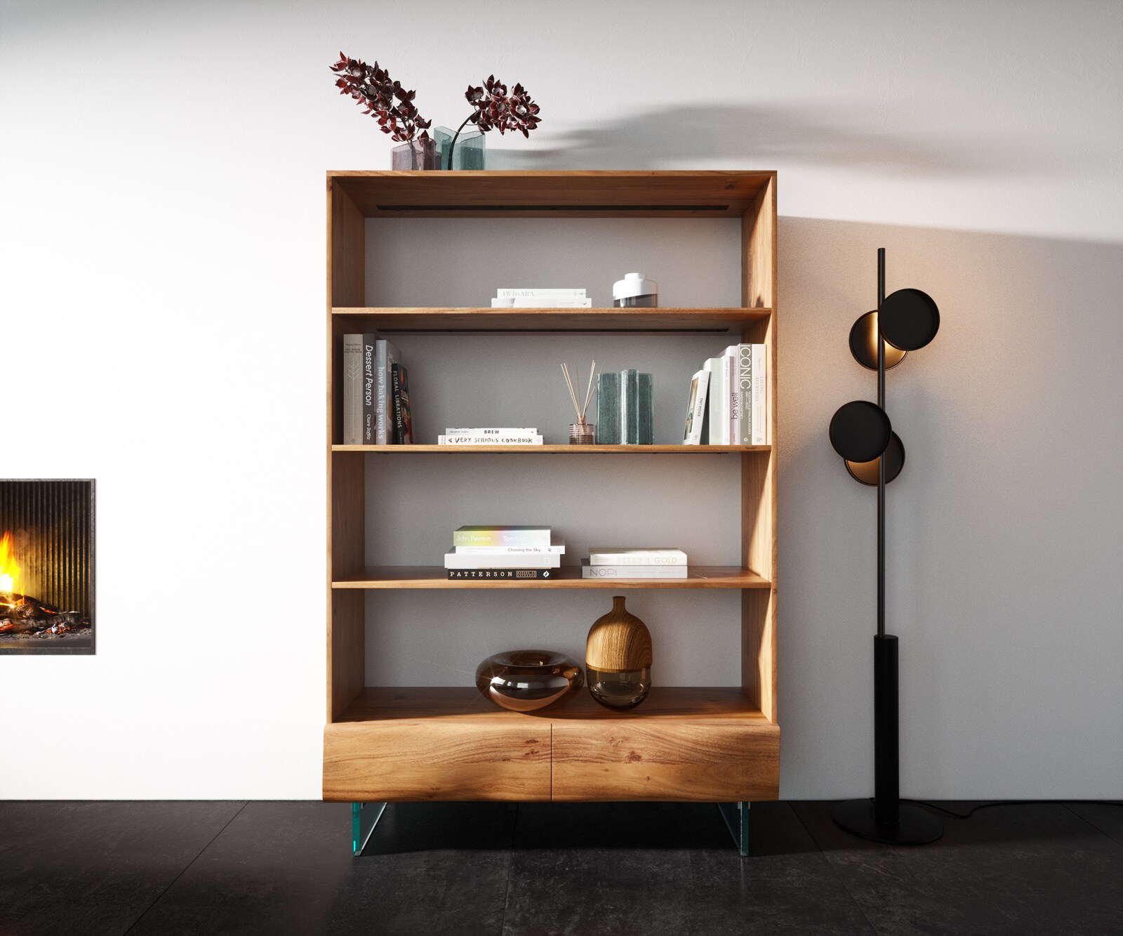 Ladekast New Live-Edge 115x150 cm acacia natuur 2 laden glasvoet zwevend 2