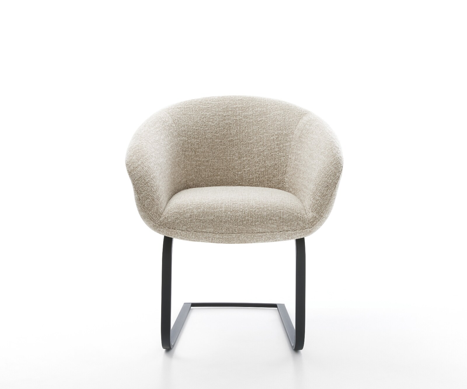 Sledemodel Vinka-Flex met armleuning geweven stof beige sledemodel vlak zwart pocketveer kern 2