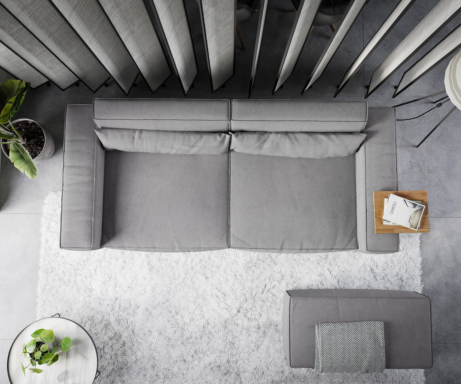 Big-sofa Sirpio XL 270x130 cm microvezel grijs met kruk 5