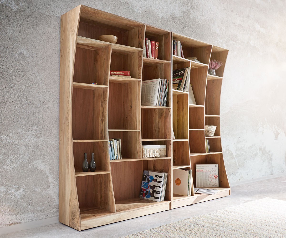 Boekenkast Live-Edge boekenkast 121 cm natuur acacia rechts 2