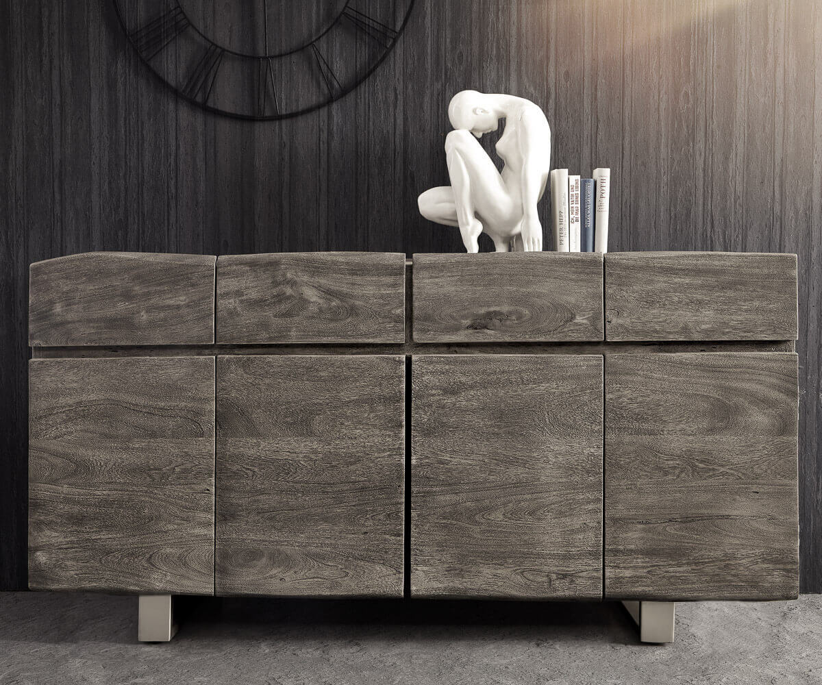Dressoir Live-Edge 172 cm acacia platina 4 deuren 4 laden 4