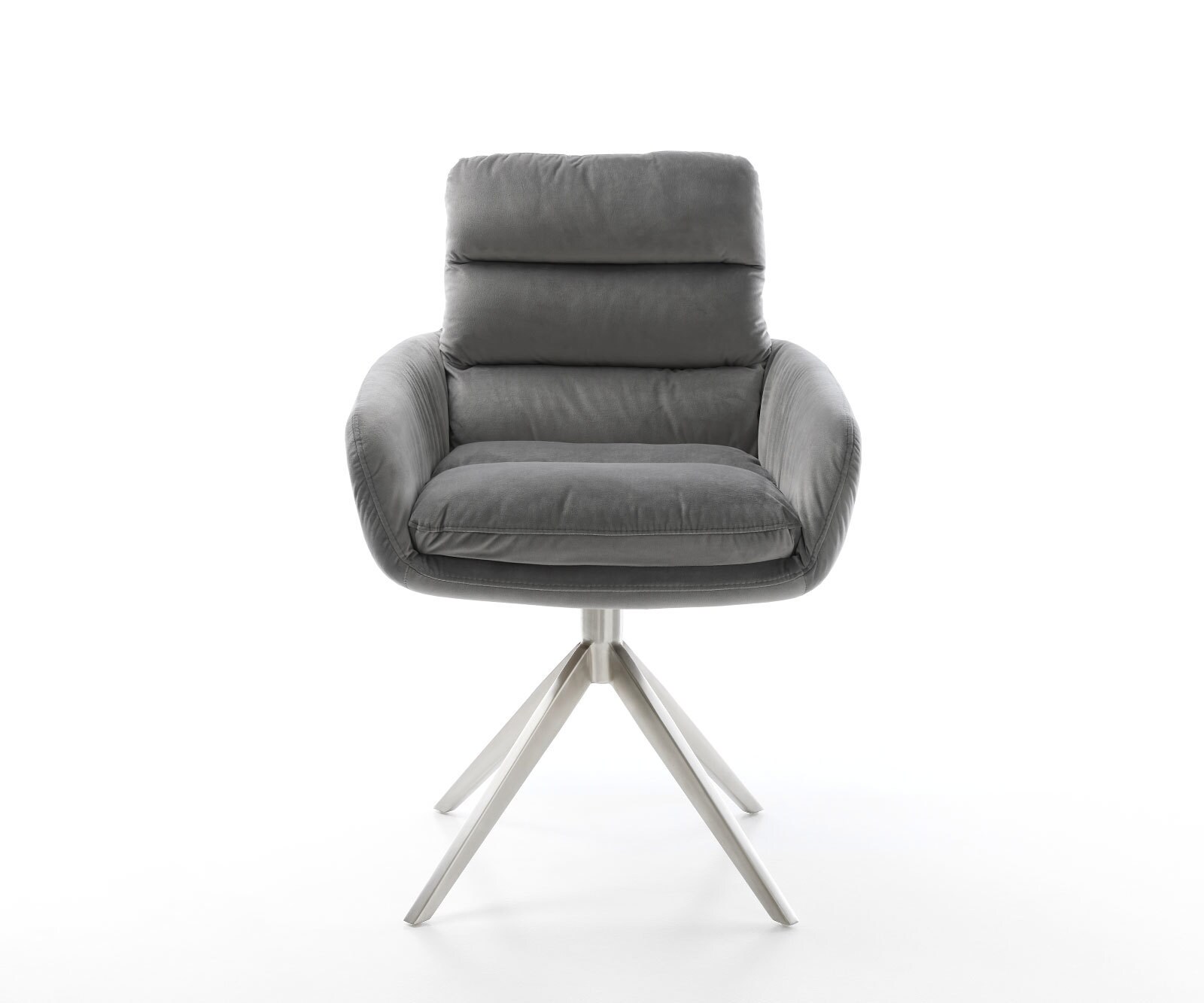 Draaistoel Abelia-Flex met armleuning fluweel grijs kruisframe breed roestvrij staal 360° draaibaar rocker-functie 1
