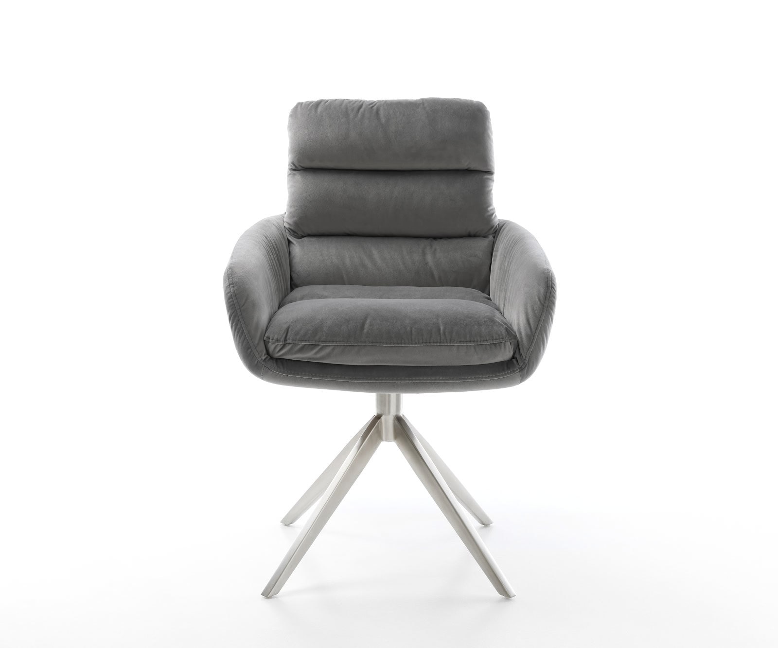 Draaistoel Abelia-Flex met armleuning fluweel grijs kruisframe breed roestvrij staal 360° draaibaar rocker-functie 1 Draaistoel Abelia-Flex met armleuning fluweel grijs kruisframe breed roestvrij staal 360° draaibaar rocker-functie 1