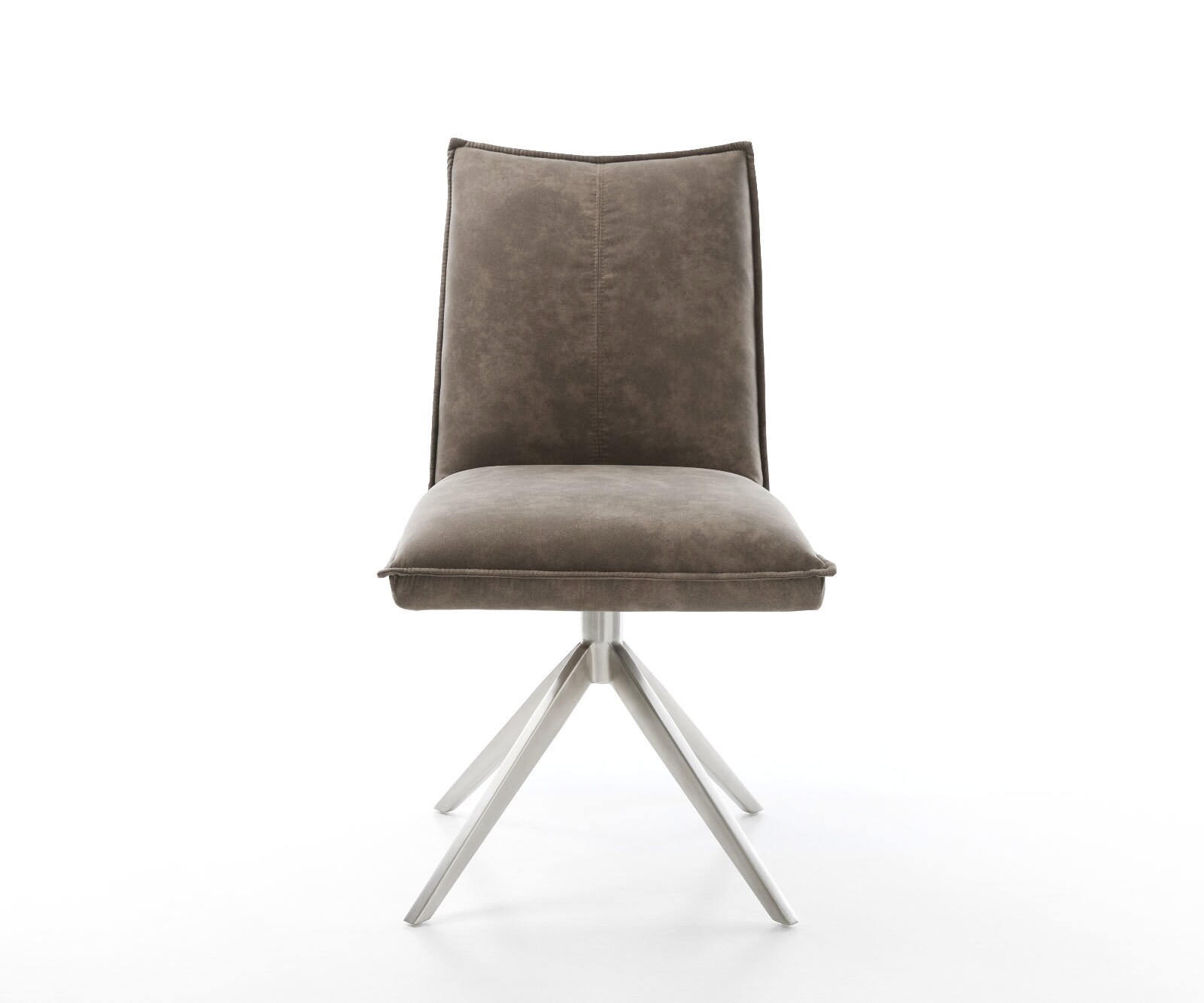 Draaistoel Lelio-Flex microvelours taupe vintage kruisframe breed roestvrij staal 360° draaibaar rocker-functie pocketveer kern 1