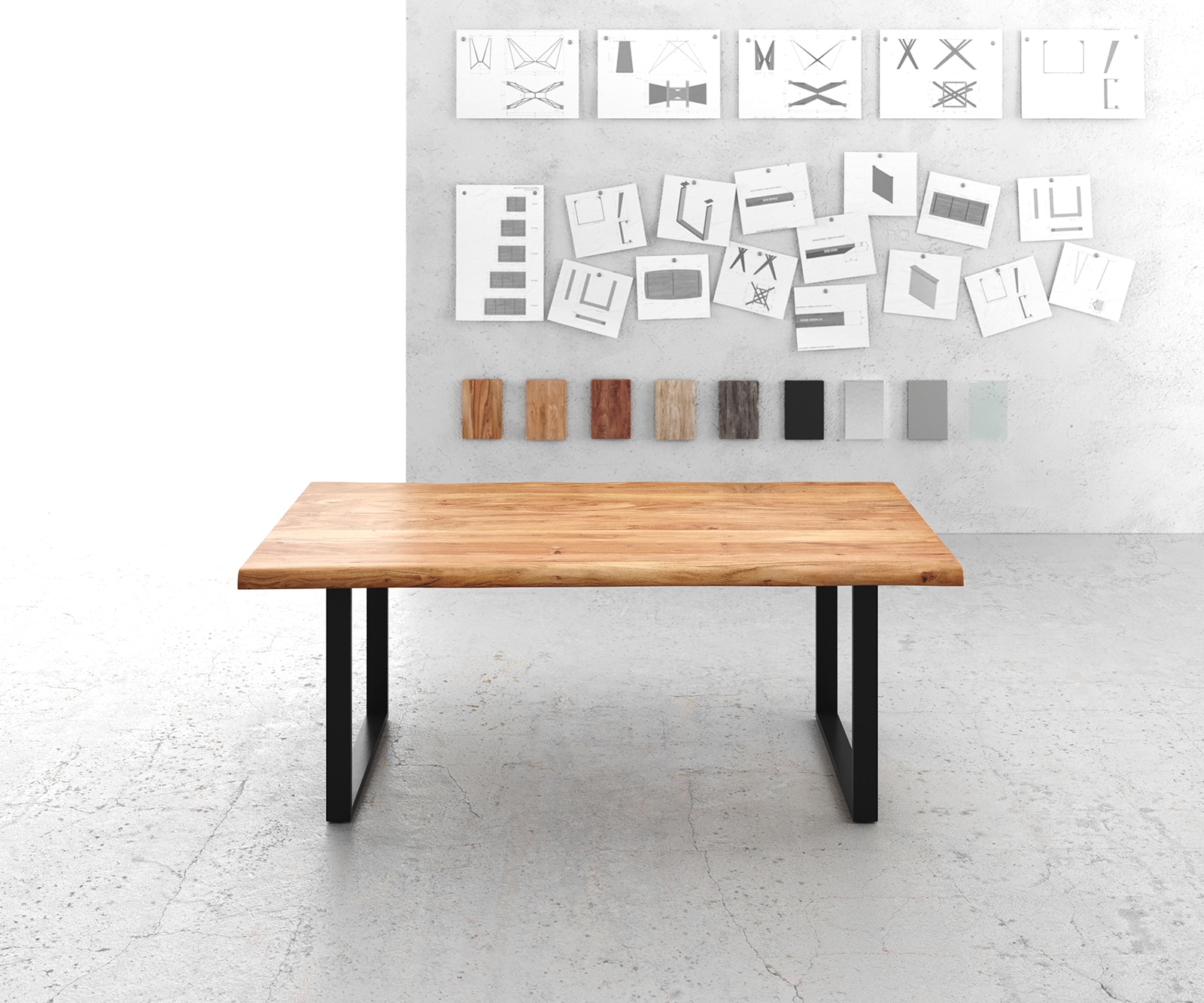 Eettafel Classic-Edge 200x100 acacia natuur  metaal zwart smal 1