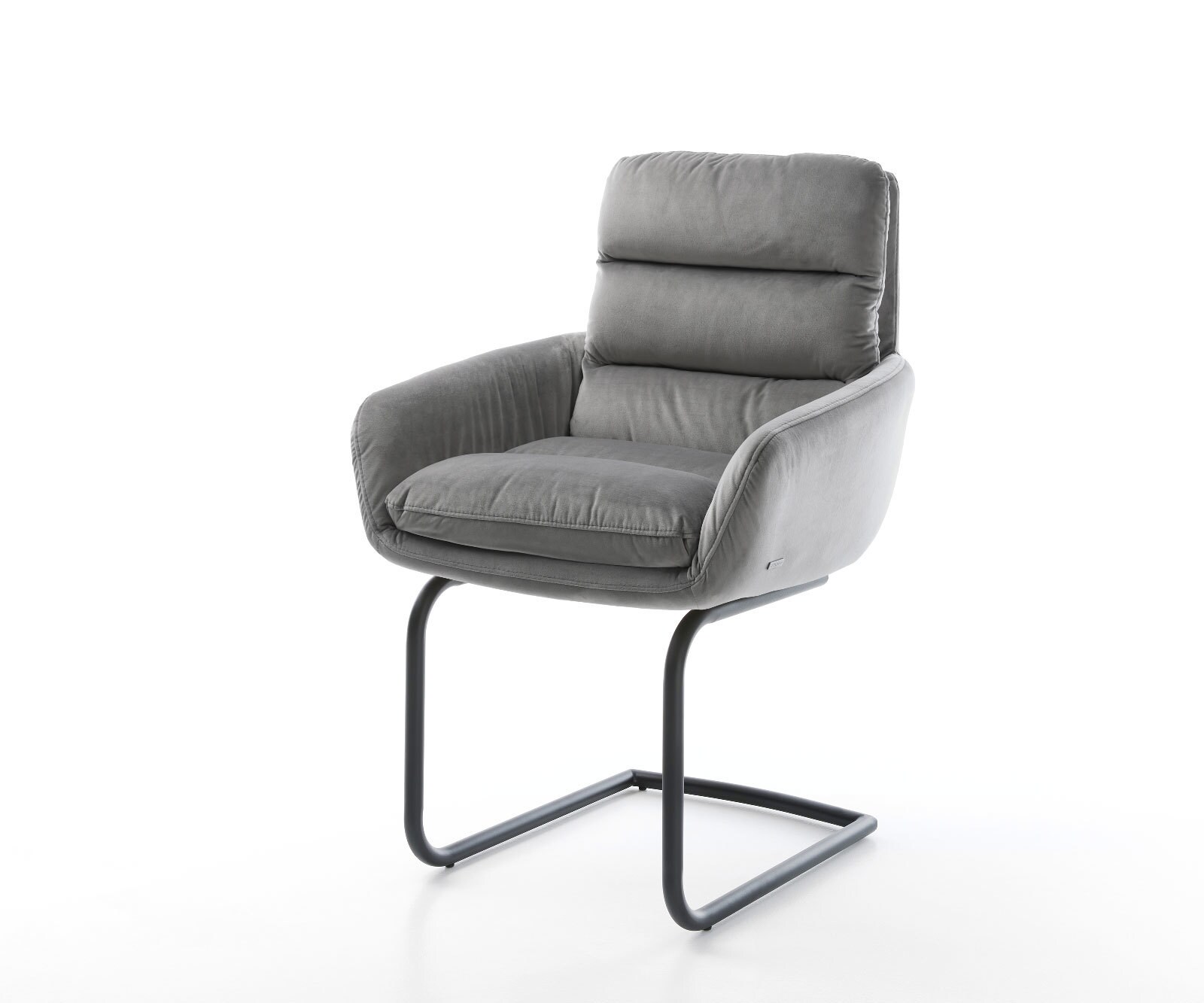 Sledemodel Abelia-Flex met armleuning fluweel grijs sledemodel rond zwart Sledemodel Abelia-Flex met armleuning fluweel grijs sledemodel rond zwart