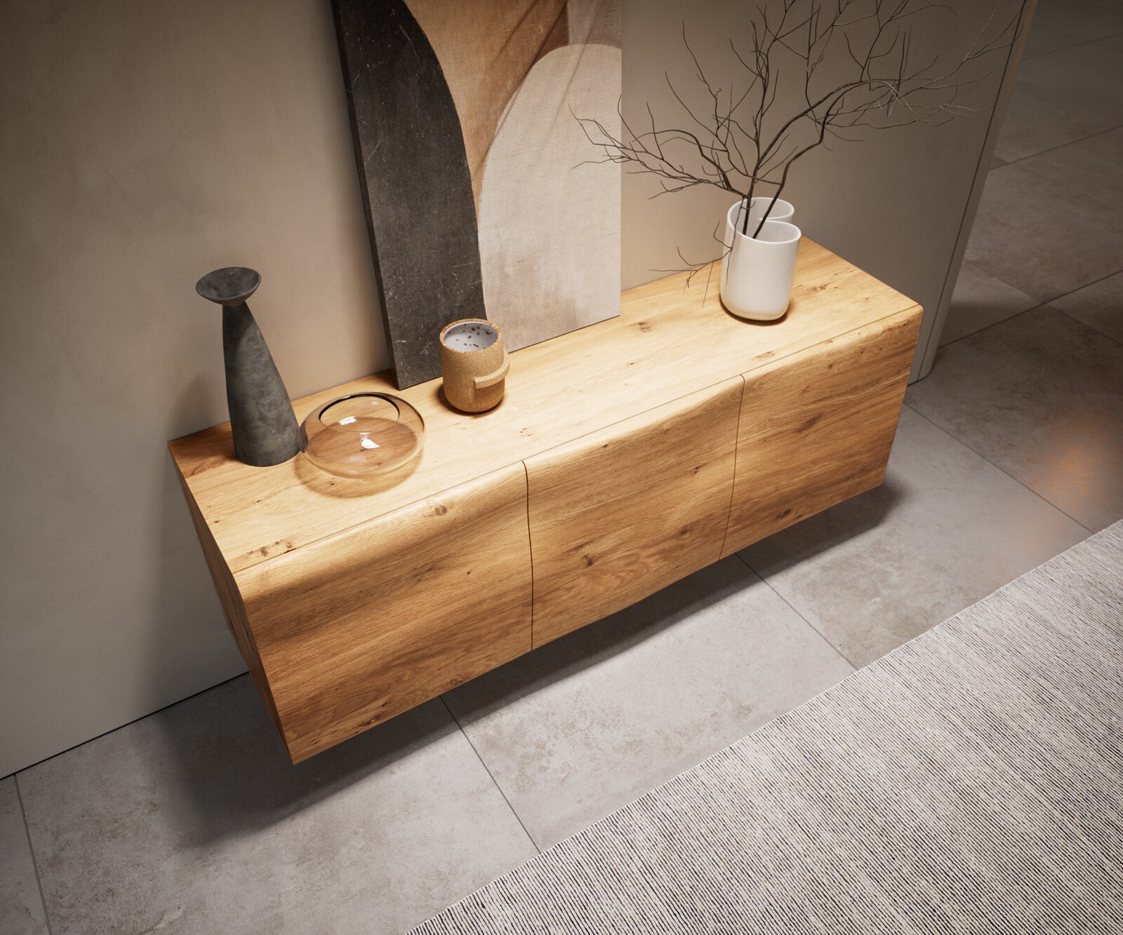 Dressoir New Live-Edge 145 cm eiken natuur 3 deuren zwevend 1