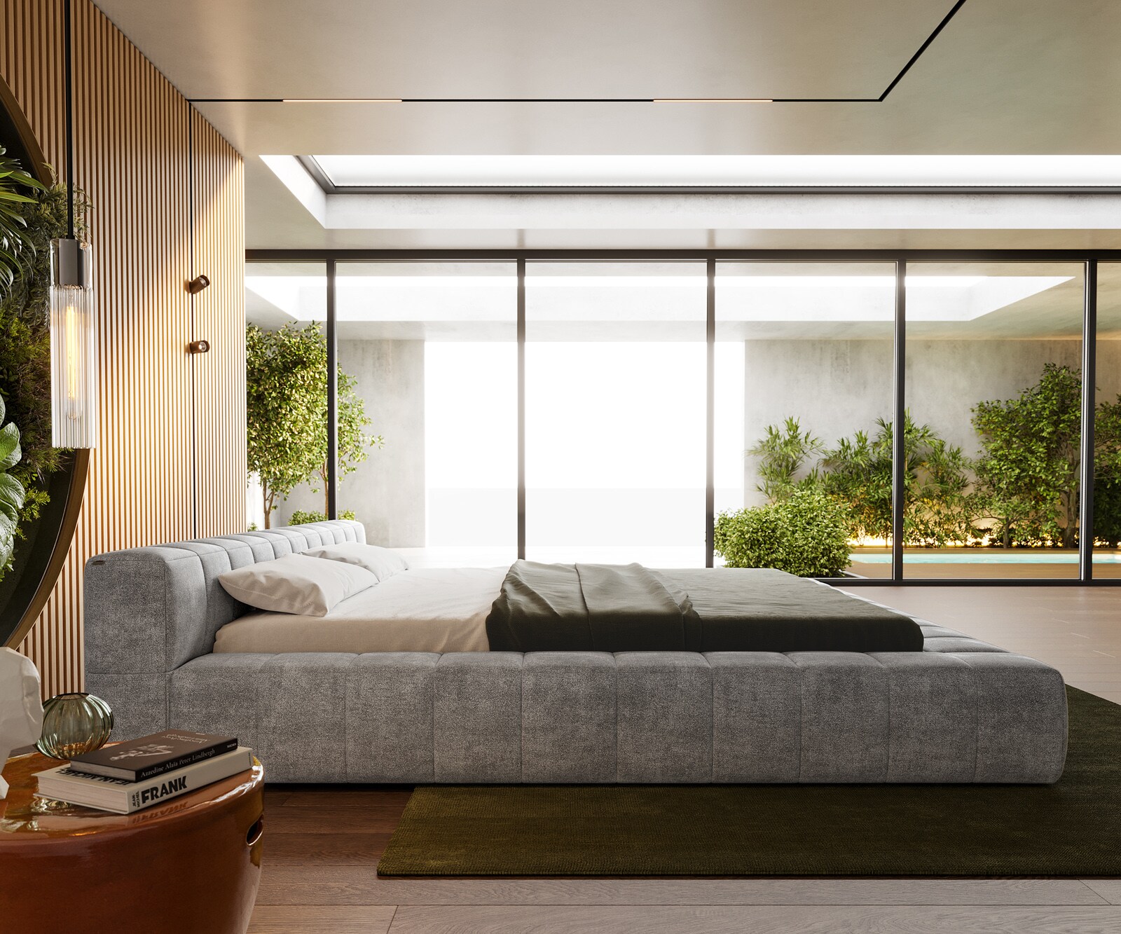 Gestoffeerd bedframe Espazio 180x200 cm structuurstof soft grijs 3