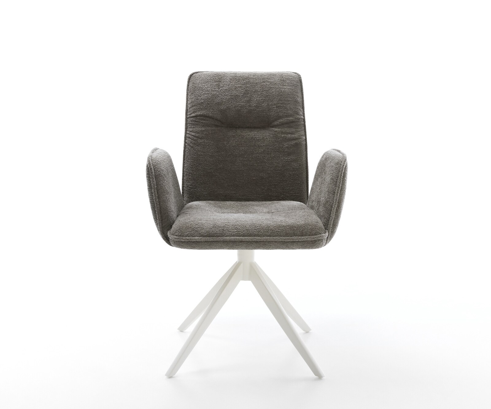 Draaistoel Vinja-Flex bouclé zacht mud kruisframe breed wit 360° draaibaar rocker-functie 2