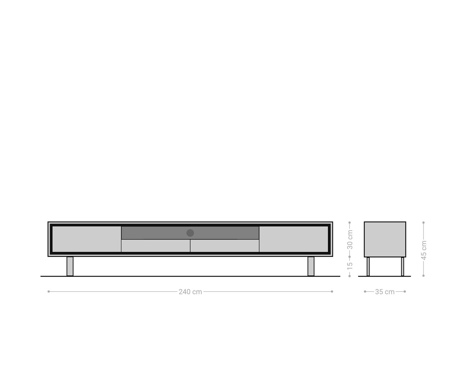 TV-meubel Stonegrace 240 cm eiken natuur 2 deuren 2 lades 1 vak Poot vierkant metaal zwart 6