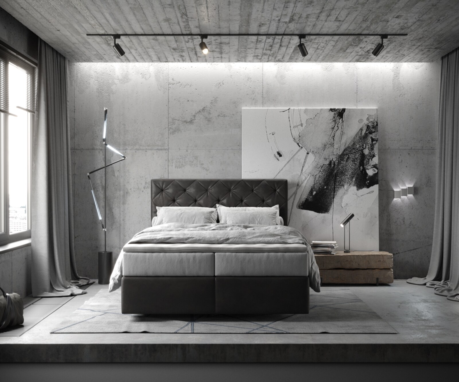Boxspringbed Dream-Great 140x200 cm Microvezel Antraciet Vintage met TFK Matras en Visco Topper 1