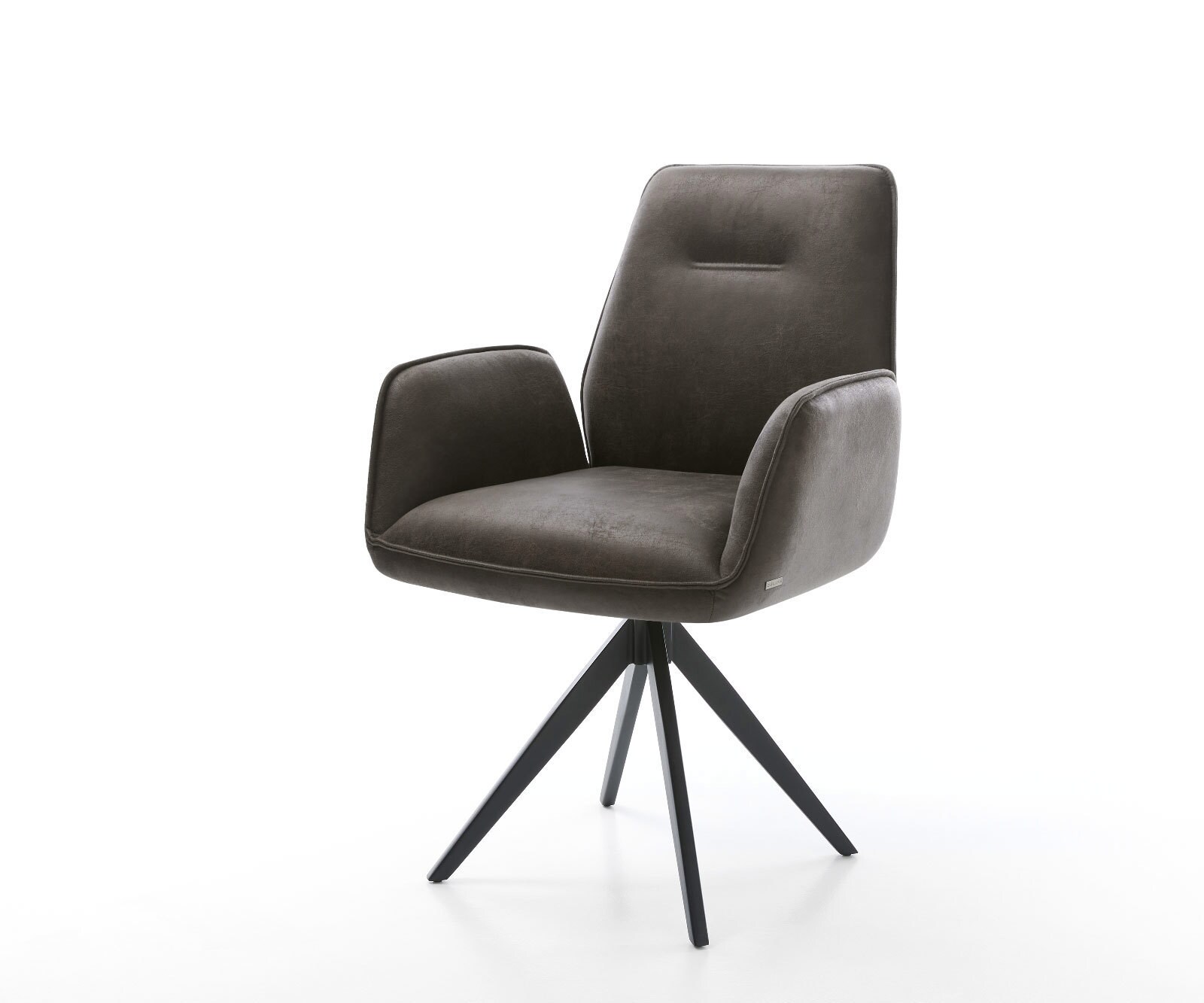 Eetkamerstoel Zoa-Flex microvelours antraciet vintage kruisframe hoekig zwart pocketveer kern