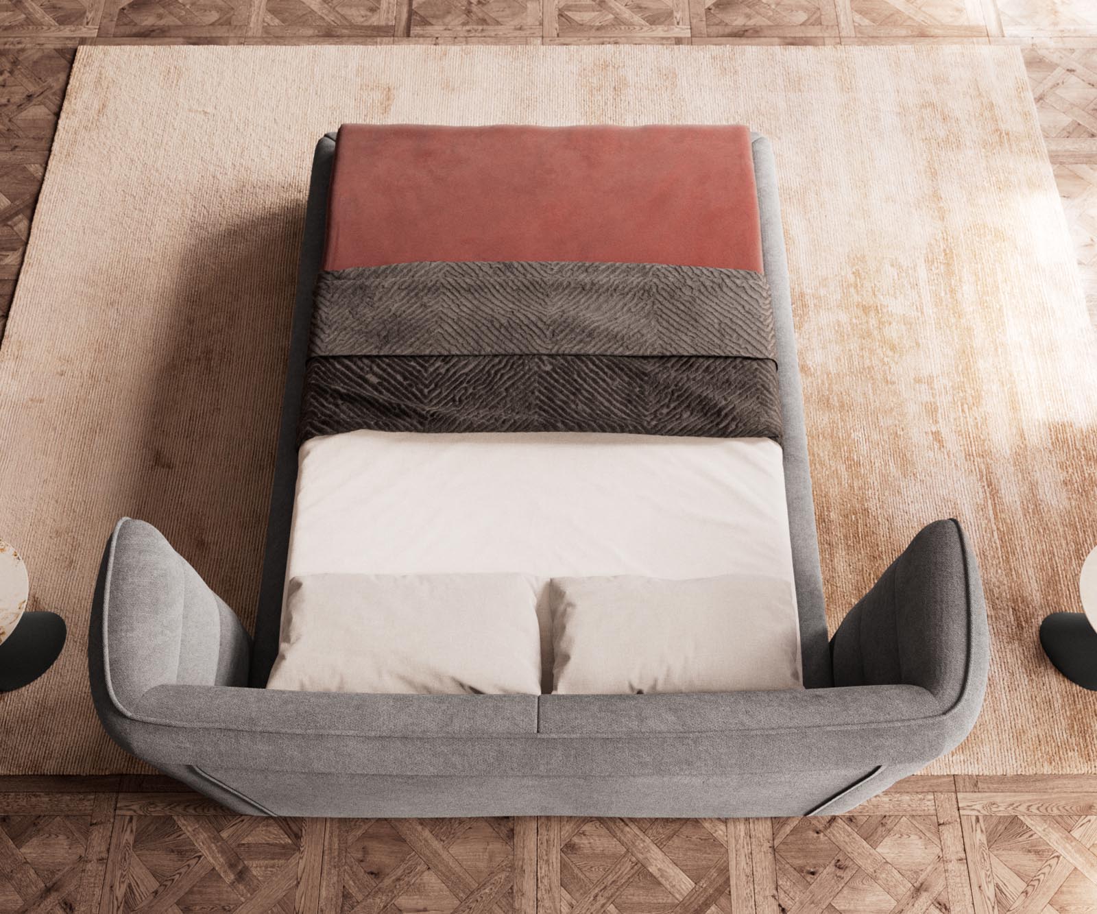 Gestoffeerd bed Simea 140x200 cm microvezel grijs 6