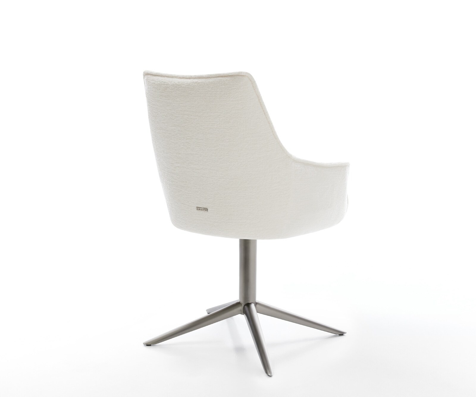 Draaistoel Alja-Flex met armleuning bouclé zacht beige kruispoot grafiet 360° draaibaar rocker-functie pocketveer kern 5