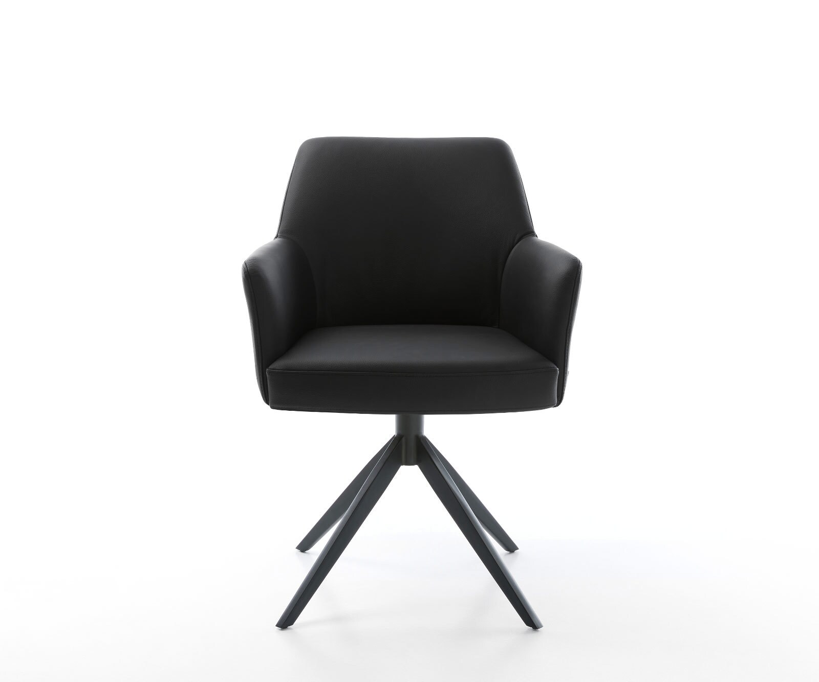 Draaistoel Xana-Flex met armleuning echt leer zwart kruisframe breed zwart 360° draaibaar rocker-functie pocketveer kern 1