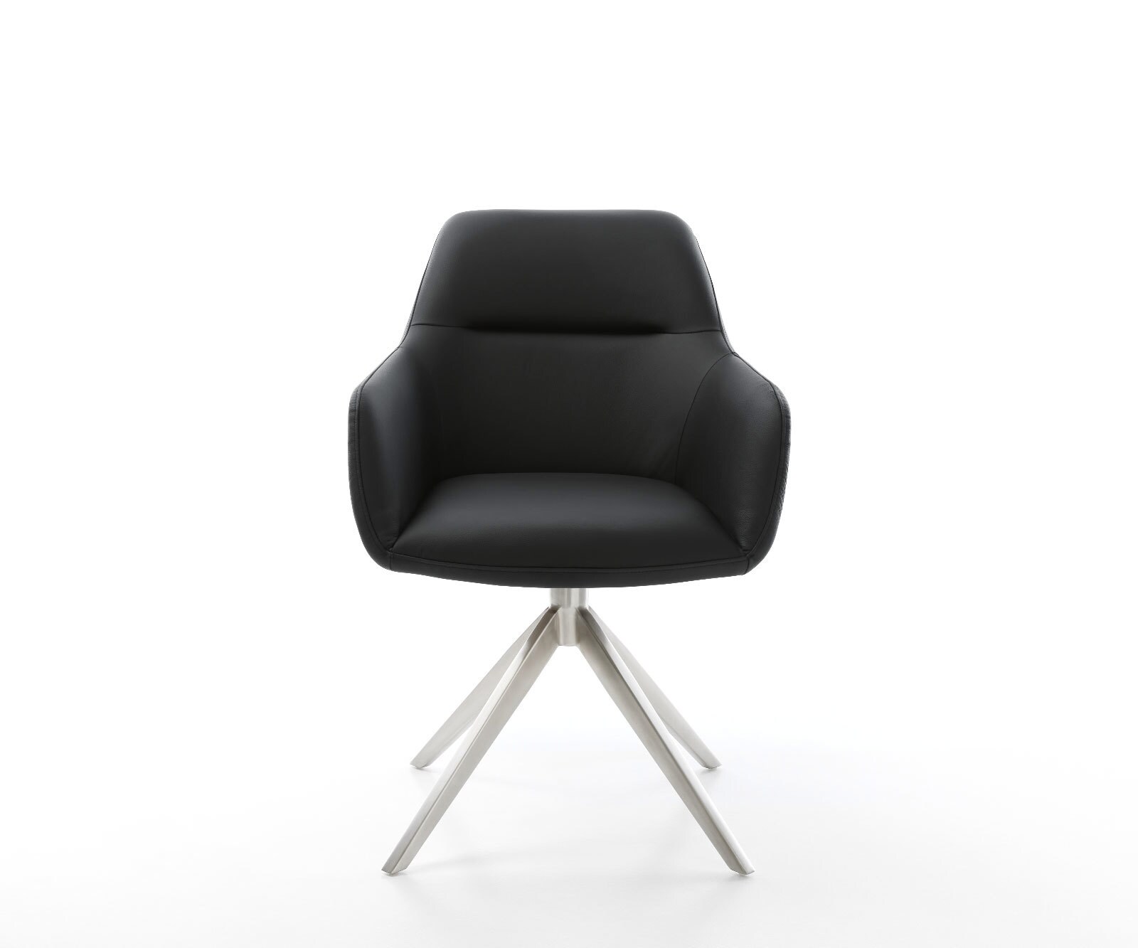 Draaistoel Pejo-Flex echt leer zwart kruisframe breed roestvrij staal 360° draaibaar rocker-functie pocketveer kern 1