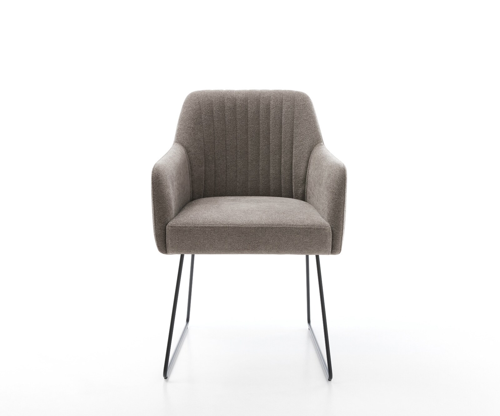 Eetkamerstoel Greg-Flex zachte stof met structuur taupe slipframe zwart pocketveer kern 1