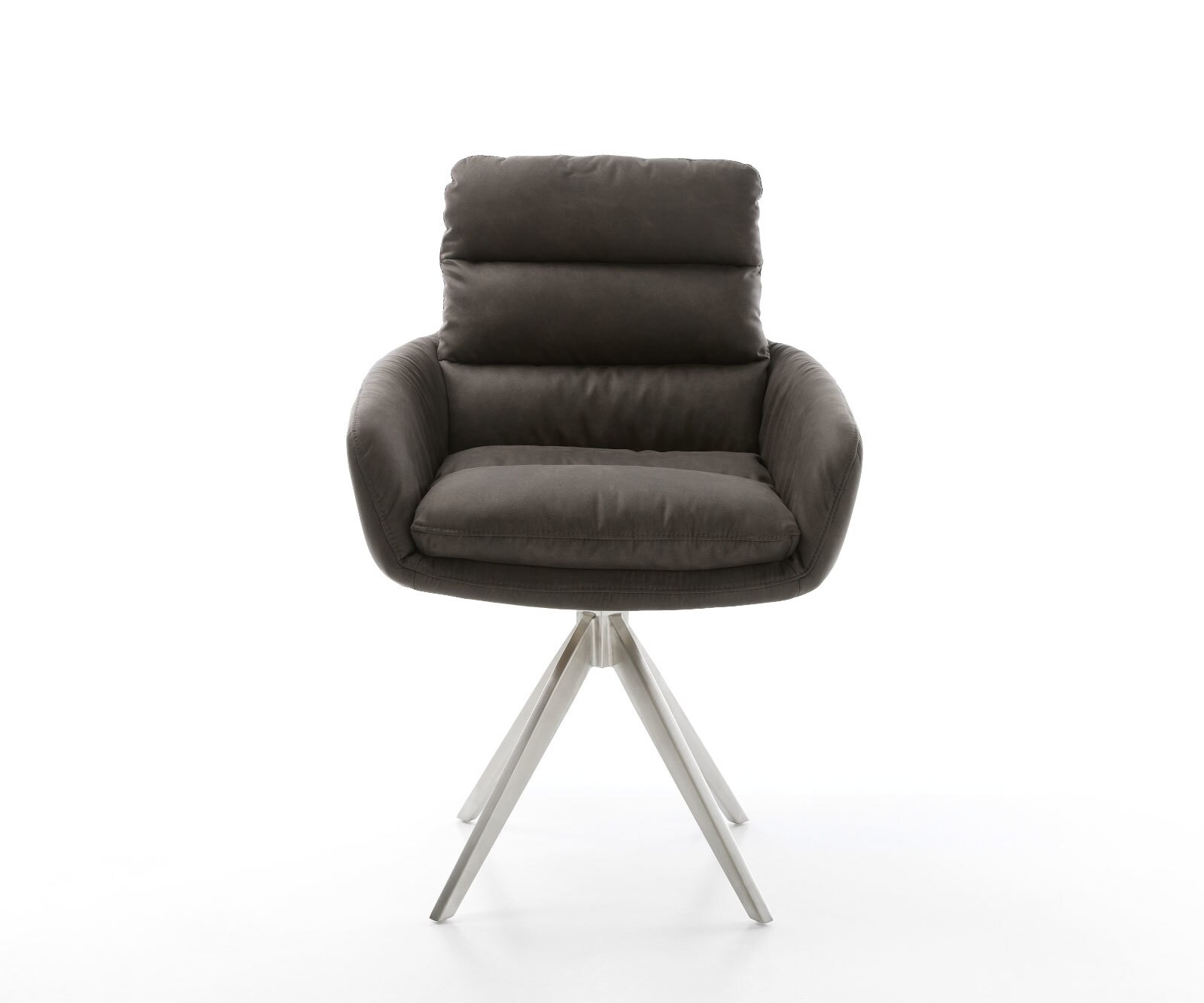 Eetkamerstoel Abelia-Flex met armleuning microvelours antraciet vintage kruisframe hoekig roestvrij staal 1 Eetkamerstoel Abelia-Flex met armleuning microvelours antraciet vintage kruisframe hoekig roestvrij staal 1