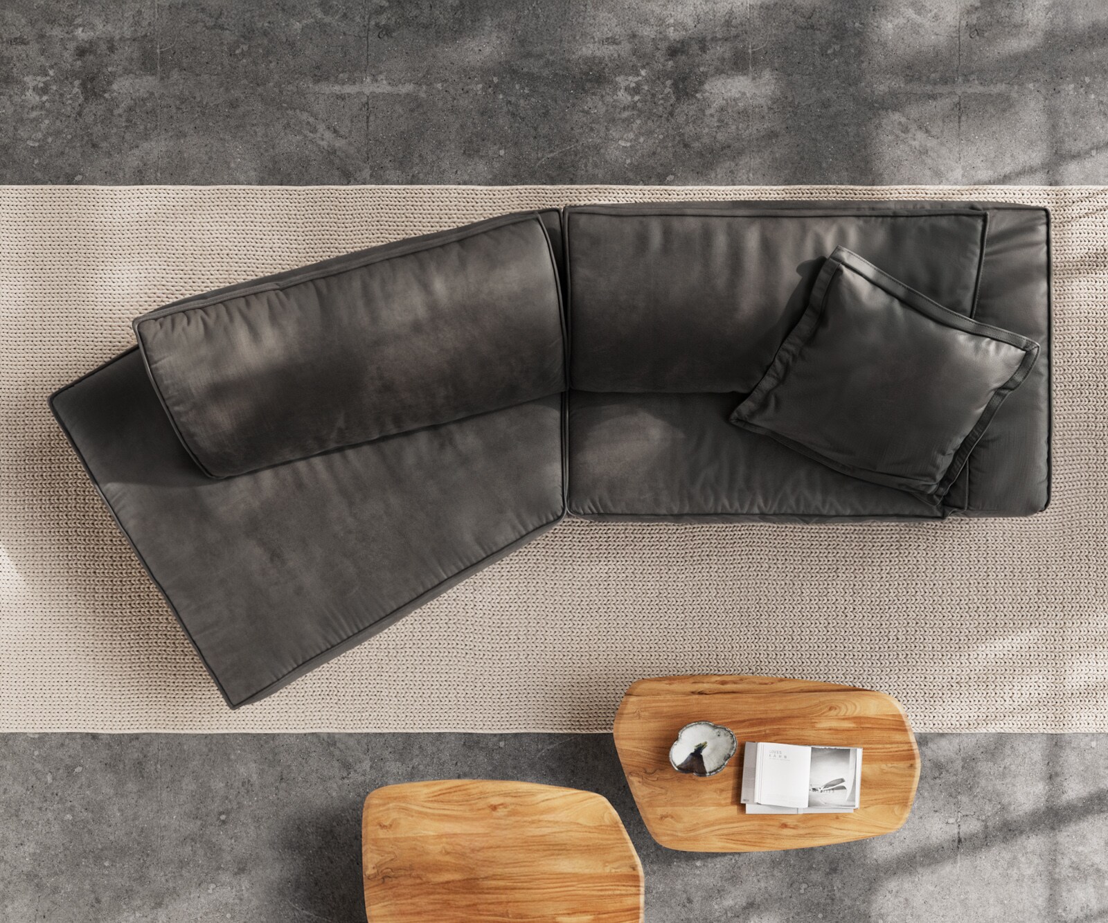 Big-sofa Snoosh 400x150 cm microvezel zwart vintage recamiere links 8