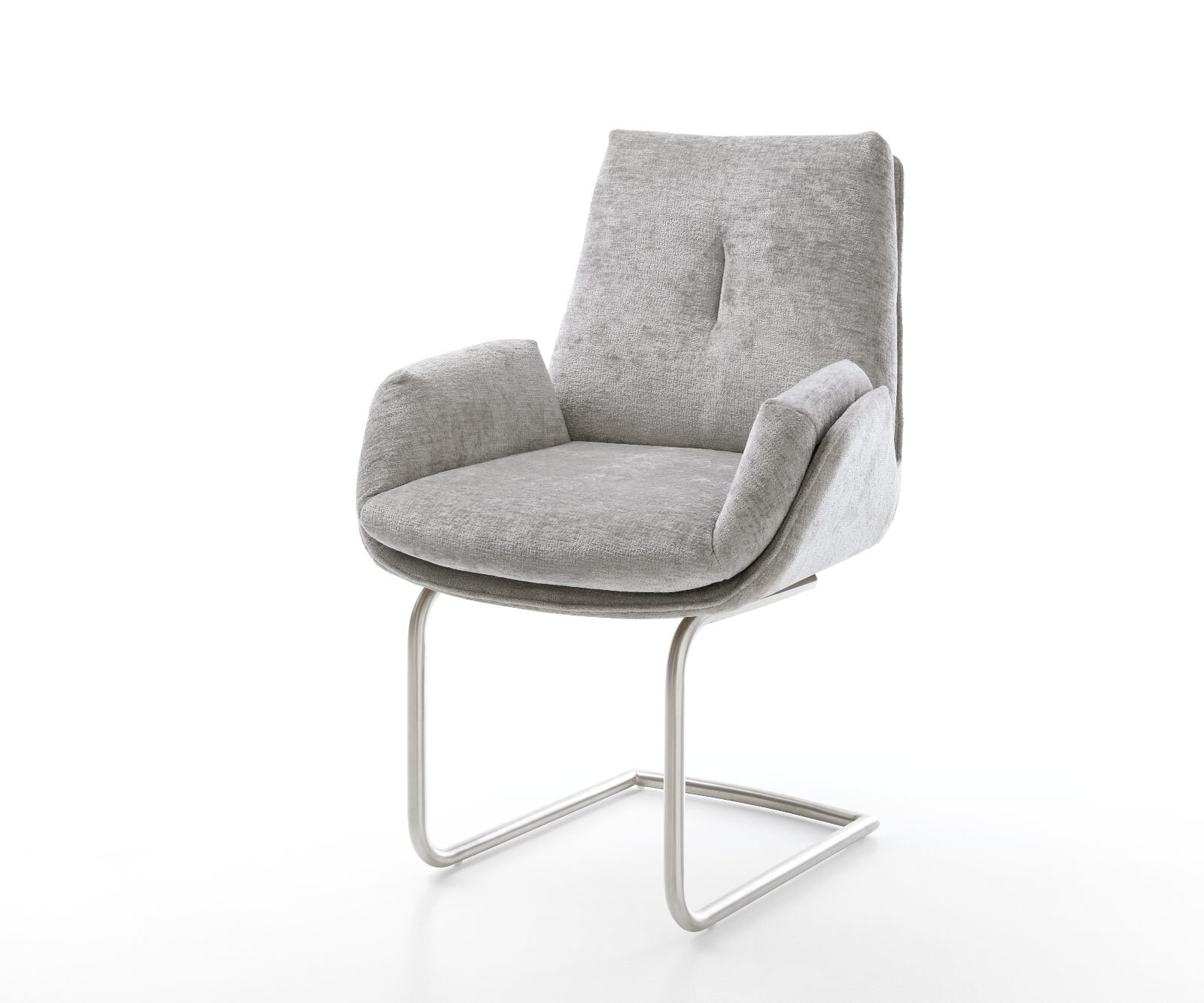 Sledemodel Clea-Flex chenille zilver grijs sledemodel rond roestvrij staal
