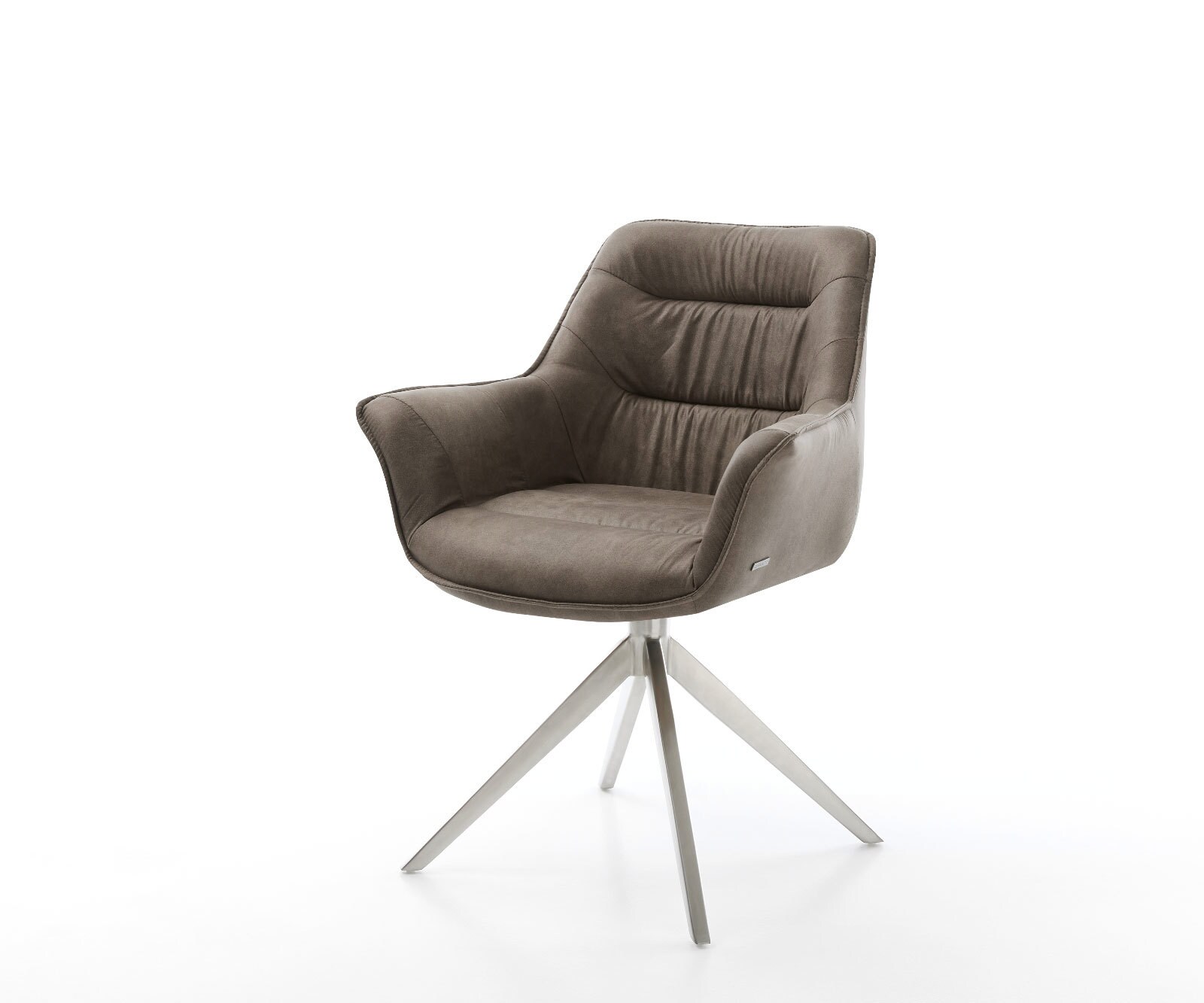 Eetkamerstoel Kaira-Flex microvelours taupe vintage kruisframe breed roestvrij staal