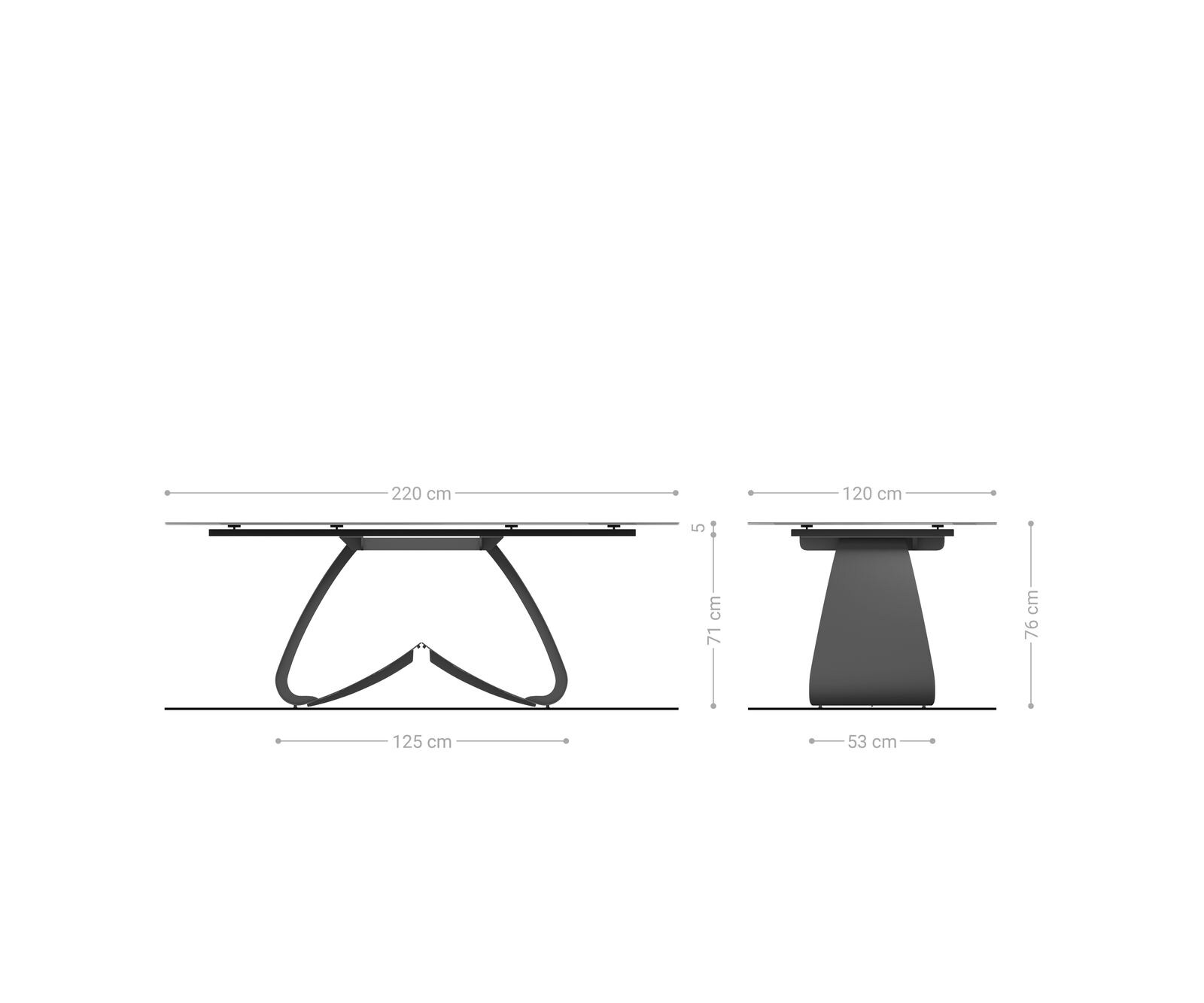 Eettafel Edge Oval 220x120 keramiek  Iris FMG Onice OroW-frame metaal effectafwerking Titan 6