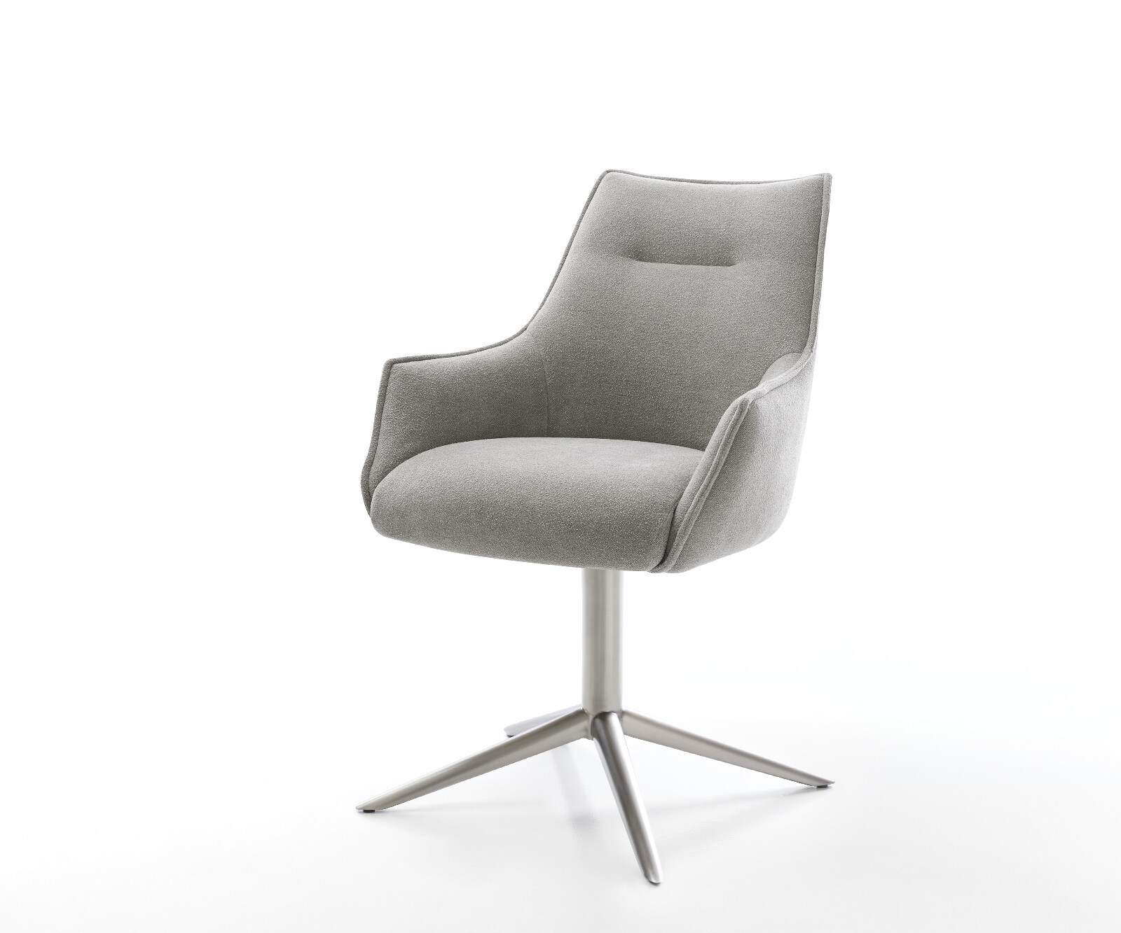 Draaistoel Alja-Flex met armleuning zachte stof met structuur grijs kruispoot roestvrij staal 360° draaibaar rocker-functie pocketveer kern 1