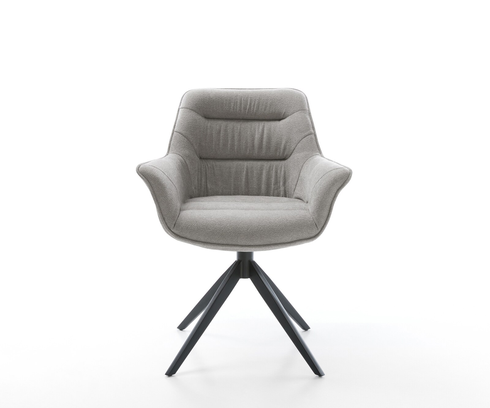 Draaistoel Kaira-Flex zachte stof met structuur grijs kruisframe breed zwart 360° draaibaar rocker-functie 1
