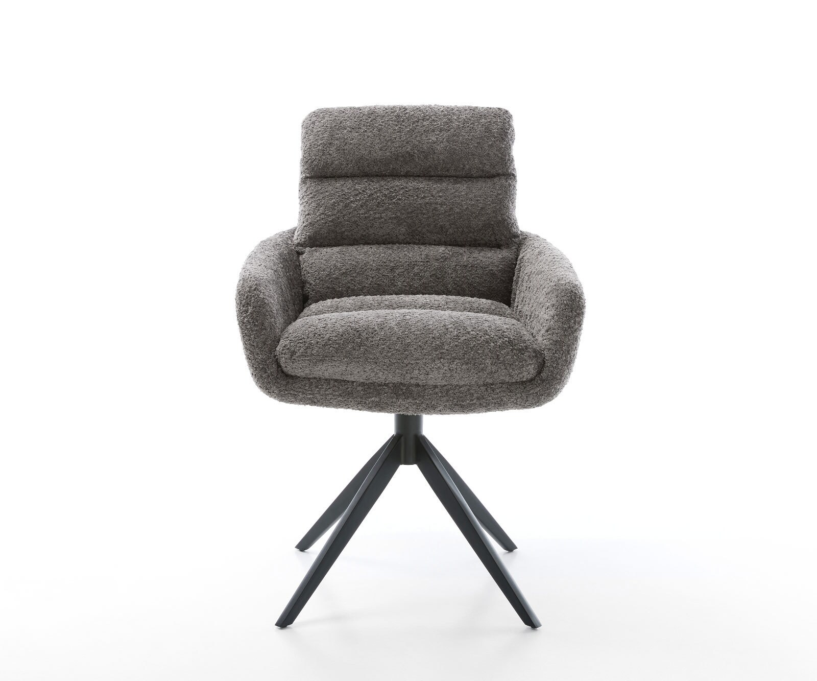 Draaistoel Abelia-Flex met armleuning bouclé grijs kruisframe breed zwart 360° draaibaar rocker-functie 1