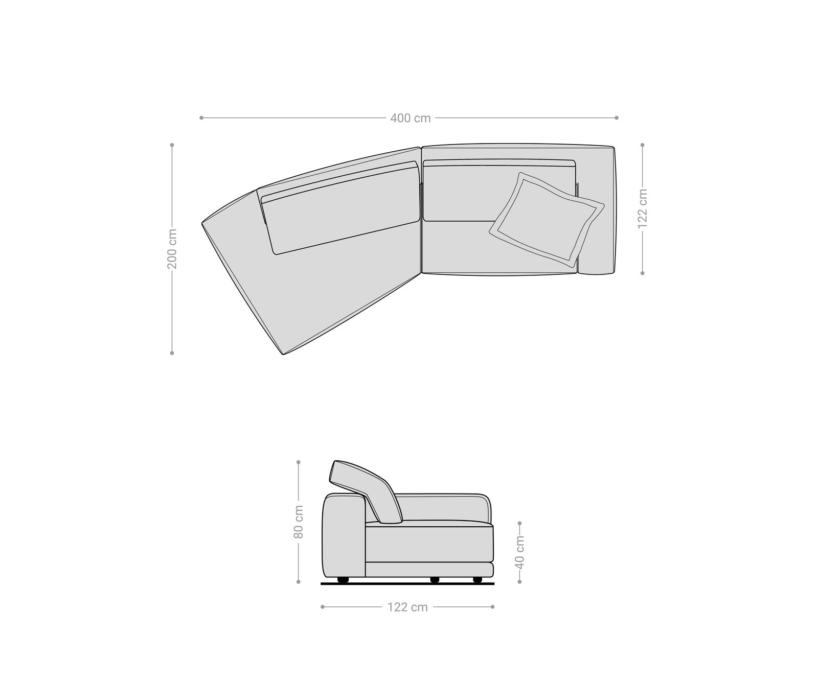 Big-sofa Snoosh 400x150 cm microvezel zwart vintage recamiere links 9