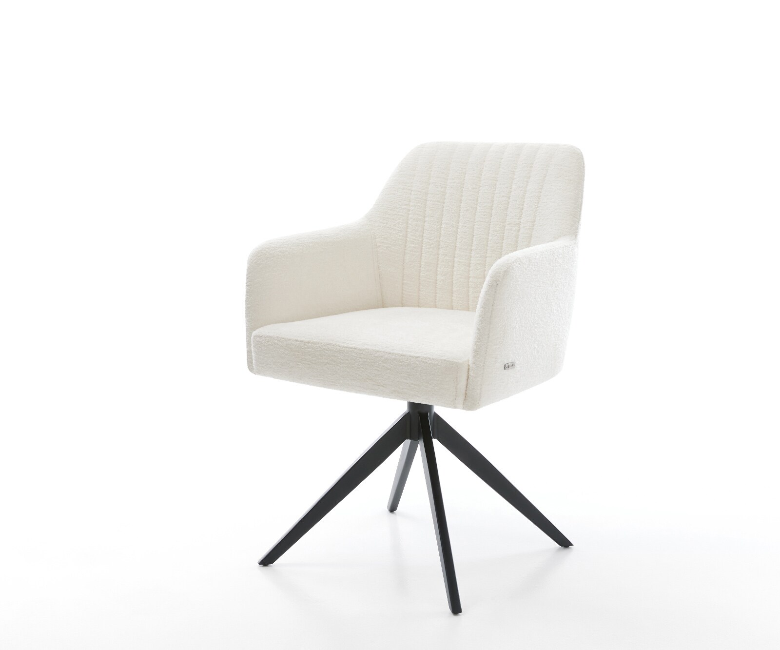 Draaistoel Greg-Flex bouclé zacht beige kruisframe breed zwart 360° draaibaar rocker-functie pocketveer kern 1