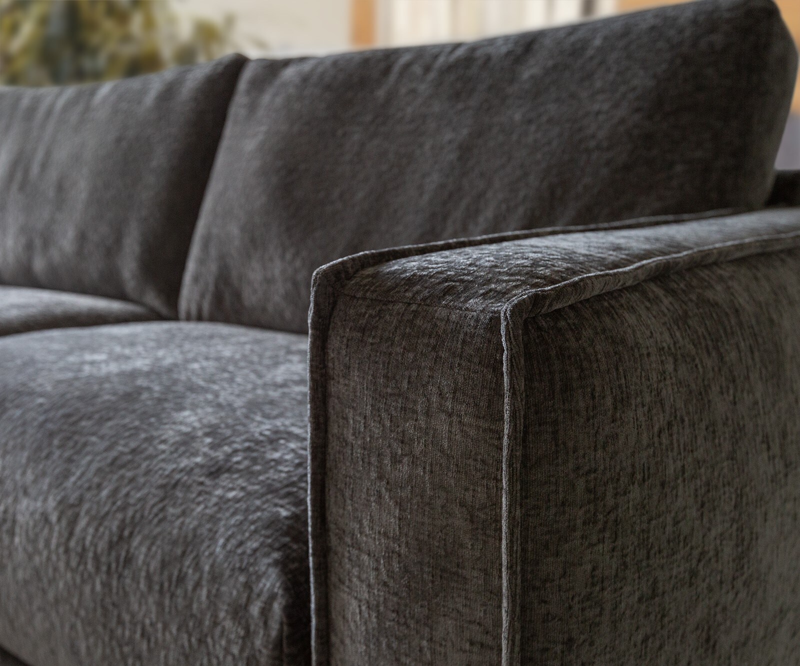 Hoekbank Sottil 290 x 165cm Chenille grijs recamiere links 3