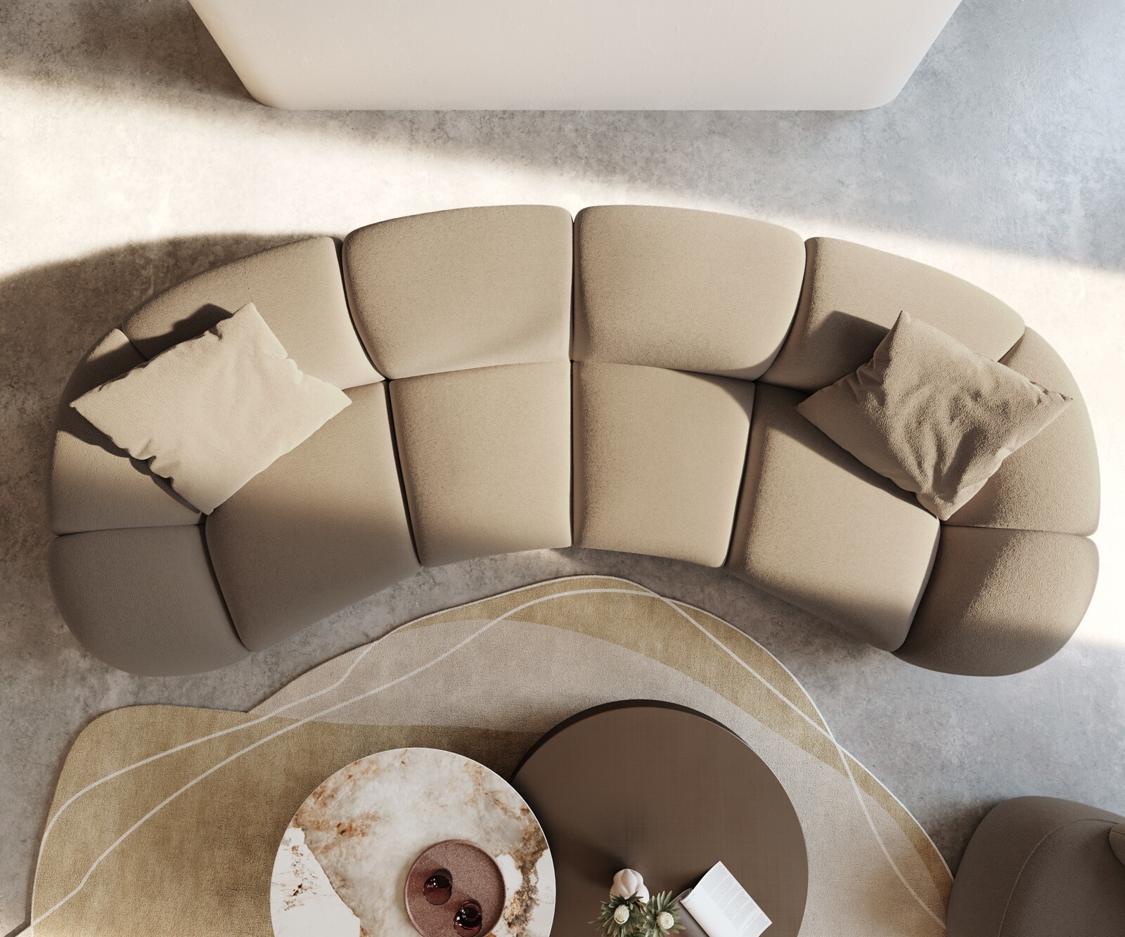 Grote sofa Lunna 360x175 cm Bouclé natuur 2 kussens 4