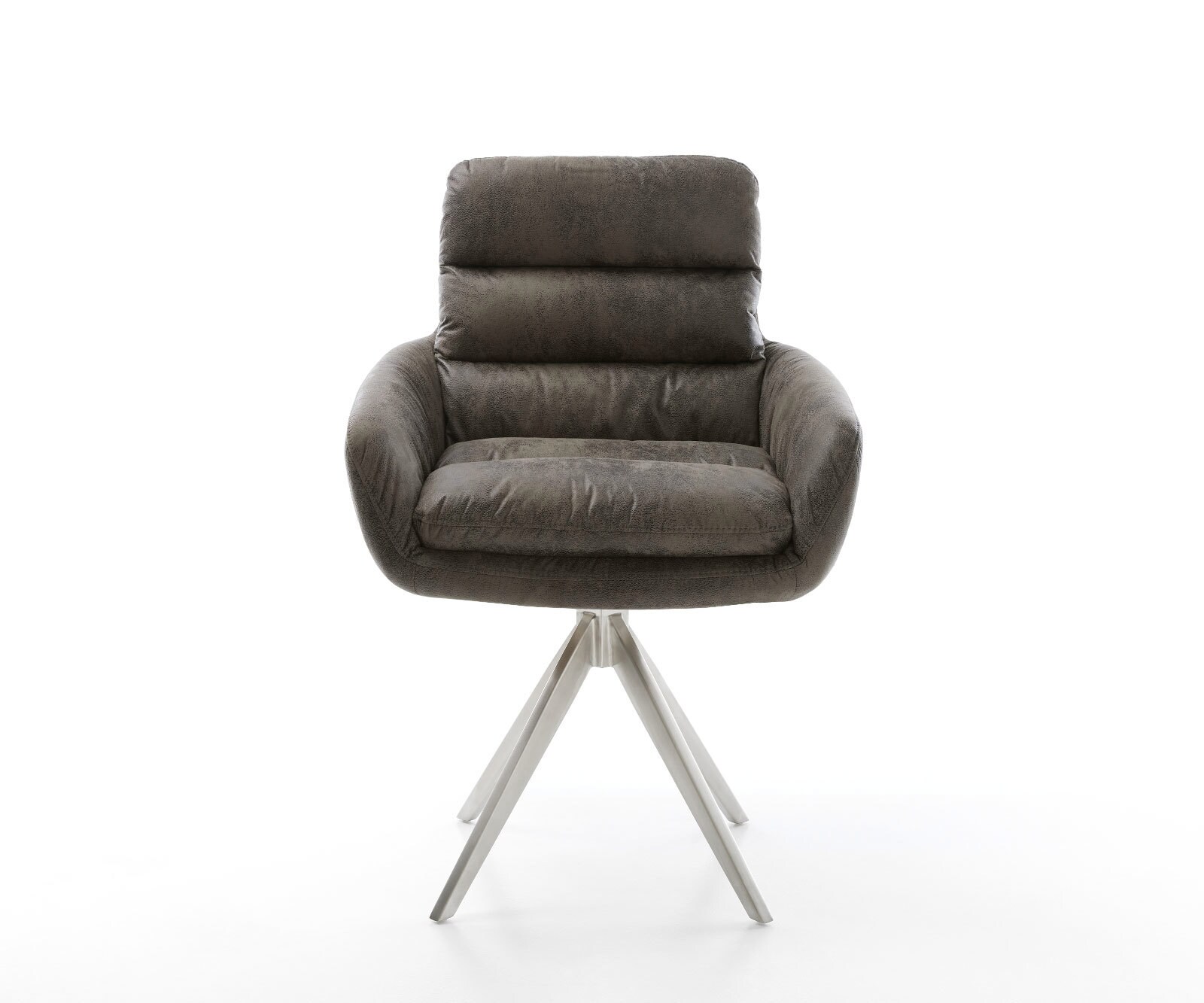 Eetkamerstoel Abelia-Flex met armleuning microvelours grijs antiek kruisframe hoekig roestvrij staal 1 Eetkamerstoel Abelia-Flex met armleuning microvelours grijs antiek kruisframe hoekig roestvrij staal 1