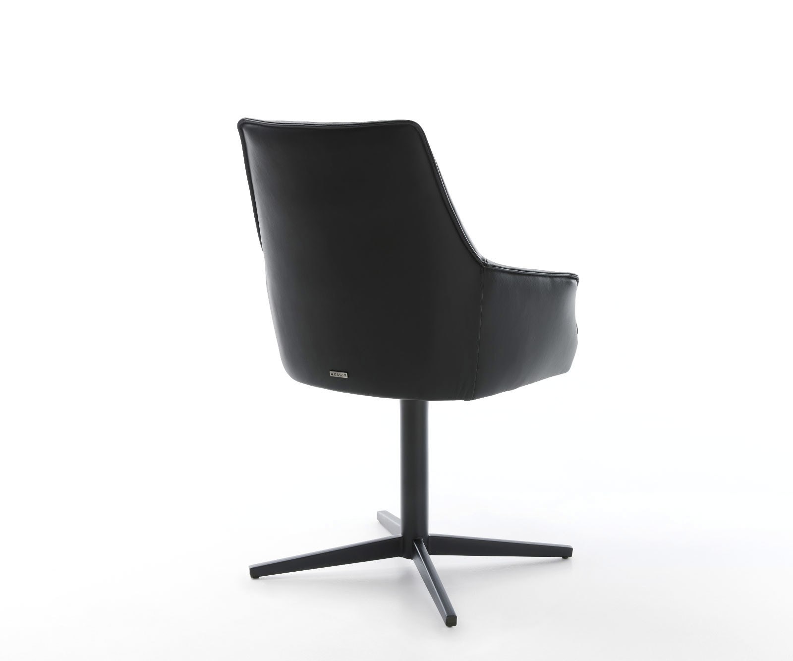 Draaistoel Alja-Flex met armleuning echt leer zwart kruispoot zwart 360° draaibaar pocketveer kern 4 Draaistoel Alja-Flex met armleuning echt leer zwart kruispoot zwart 360° draaibaar pocketveer kern 4