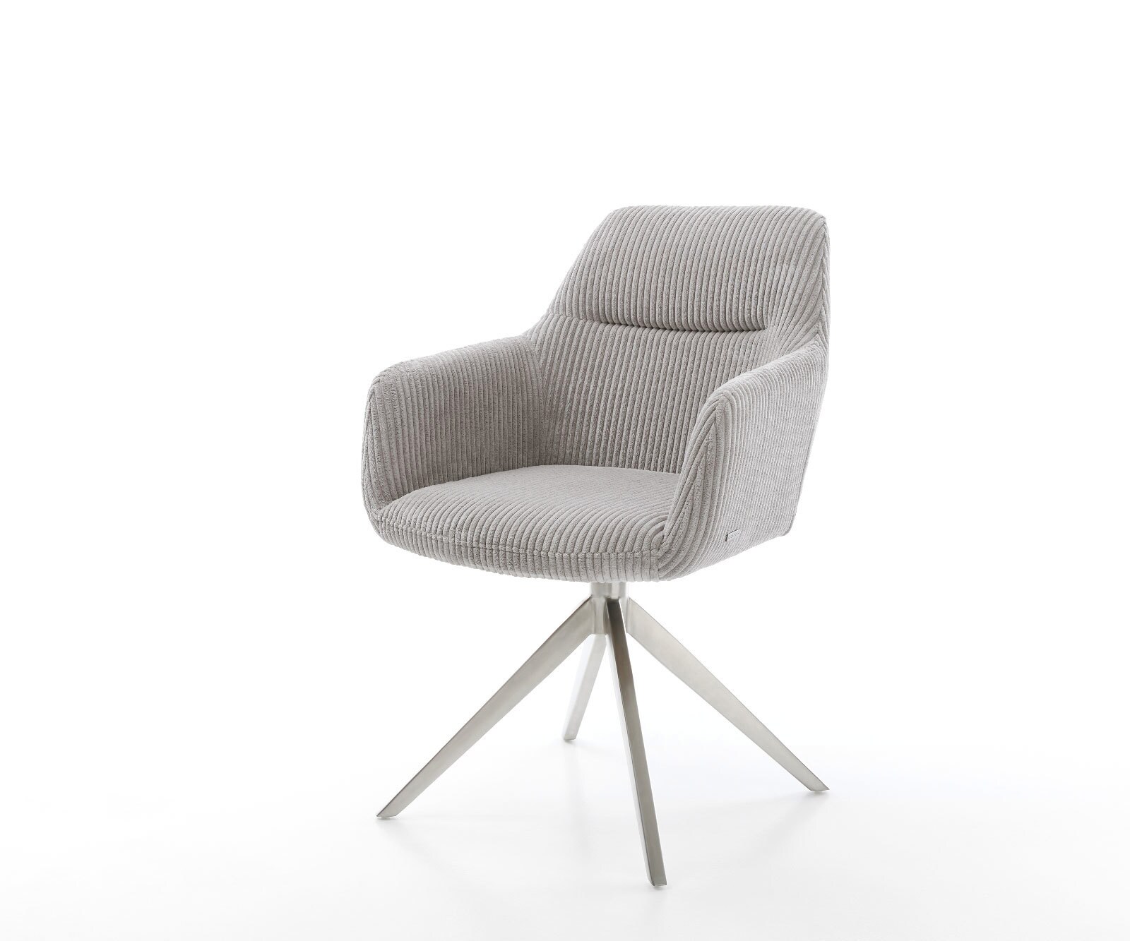 Draaistoel Pejo-Flex koord zilver grijs kruisframe breed roestvrij staal 360° draaibaar rocker-functie pocketveer kern