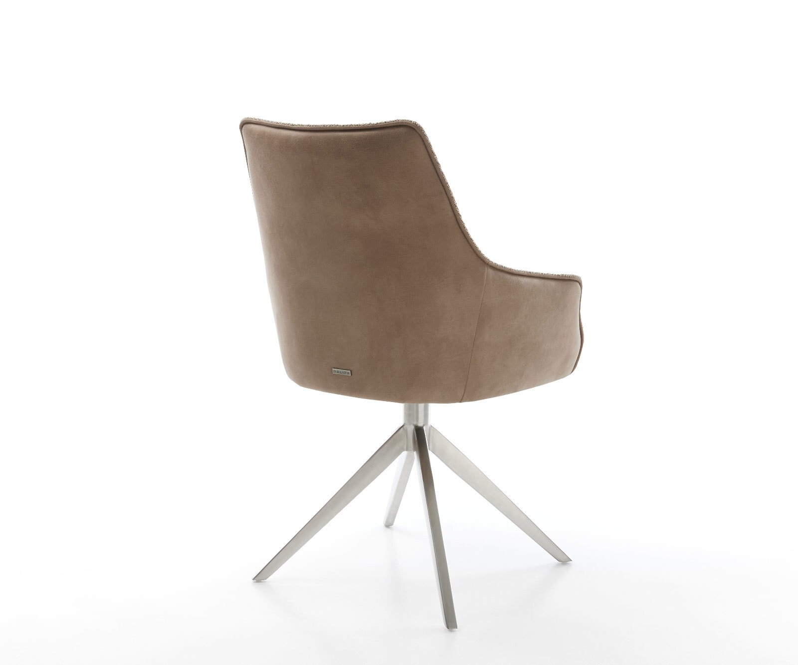 Draaistoel Alja-Flex met armleuning microvelours mud vintage kruisframe breed roestvrij staal 360° draaibaar rocker-functie pocketveer kern 4