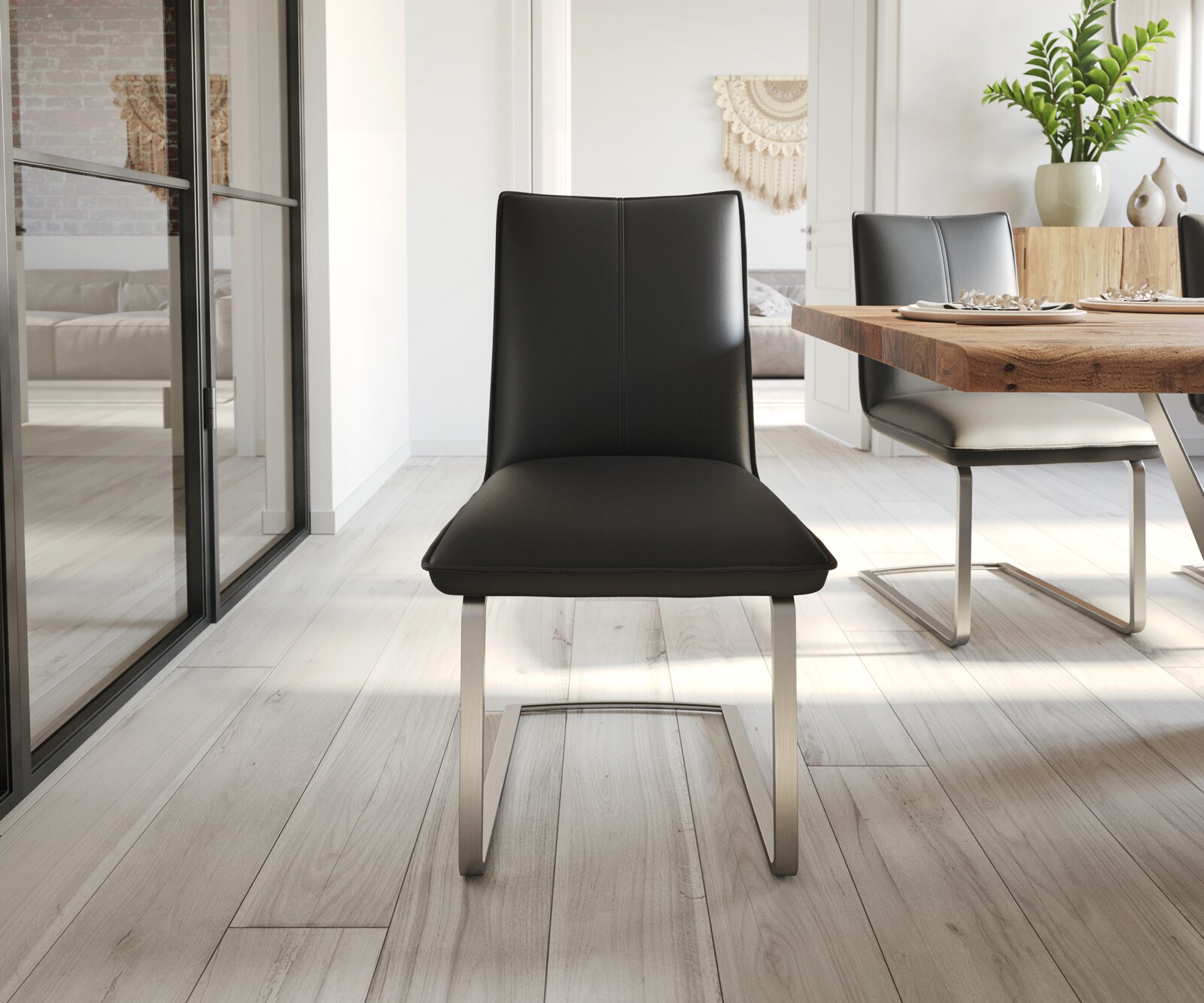 Sledemodel Lelio-Flex echt leer zwart sledemodel vlak roestvrij staal pocketveer kern 1 Sledemodel Lelio-Flex echt leer zwart sledemodel vlak roestvrij staal pocketveer kern 1