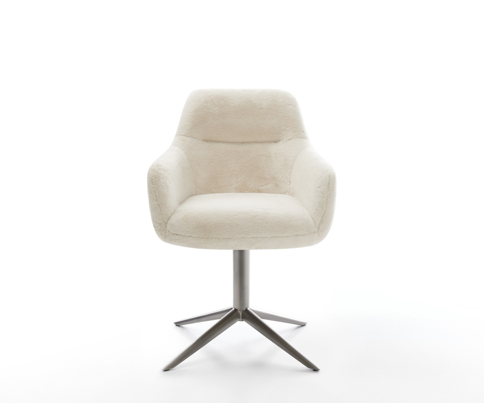 Draaistoel Pejo-Flex pluchen crème-wit kruispoot grafiet 360° draaibaar rocker-functie pocketveer kern 2