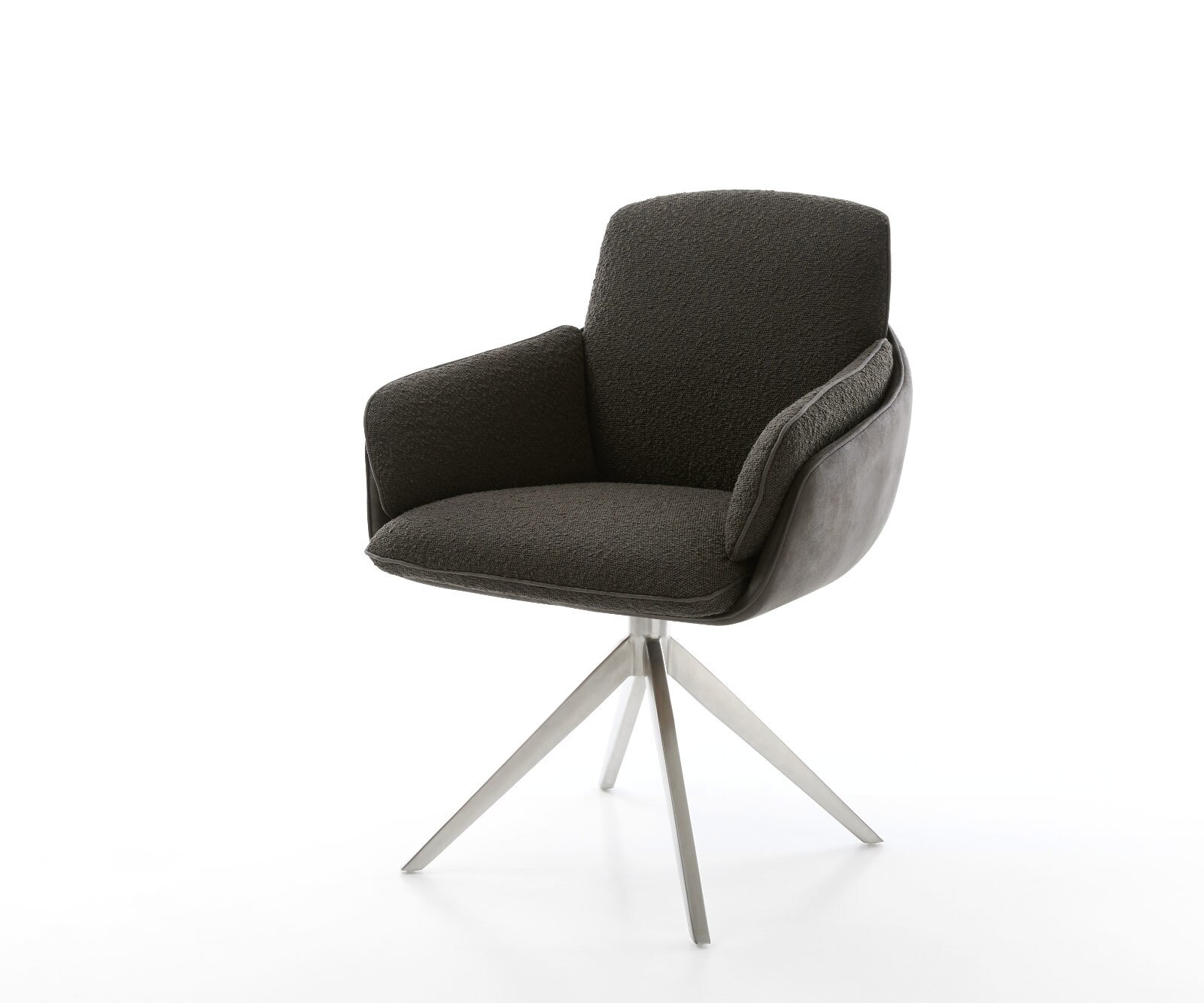 Draaistoel Luan-Flex met armleuning materiaalmix zwart kruisframe breed roestvrij staal 360° draaibaar rocker-functie