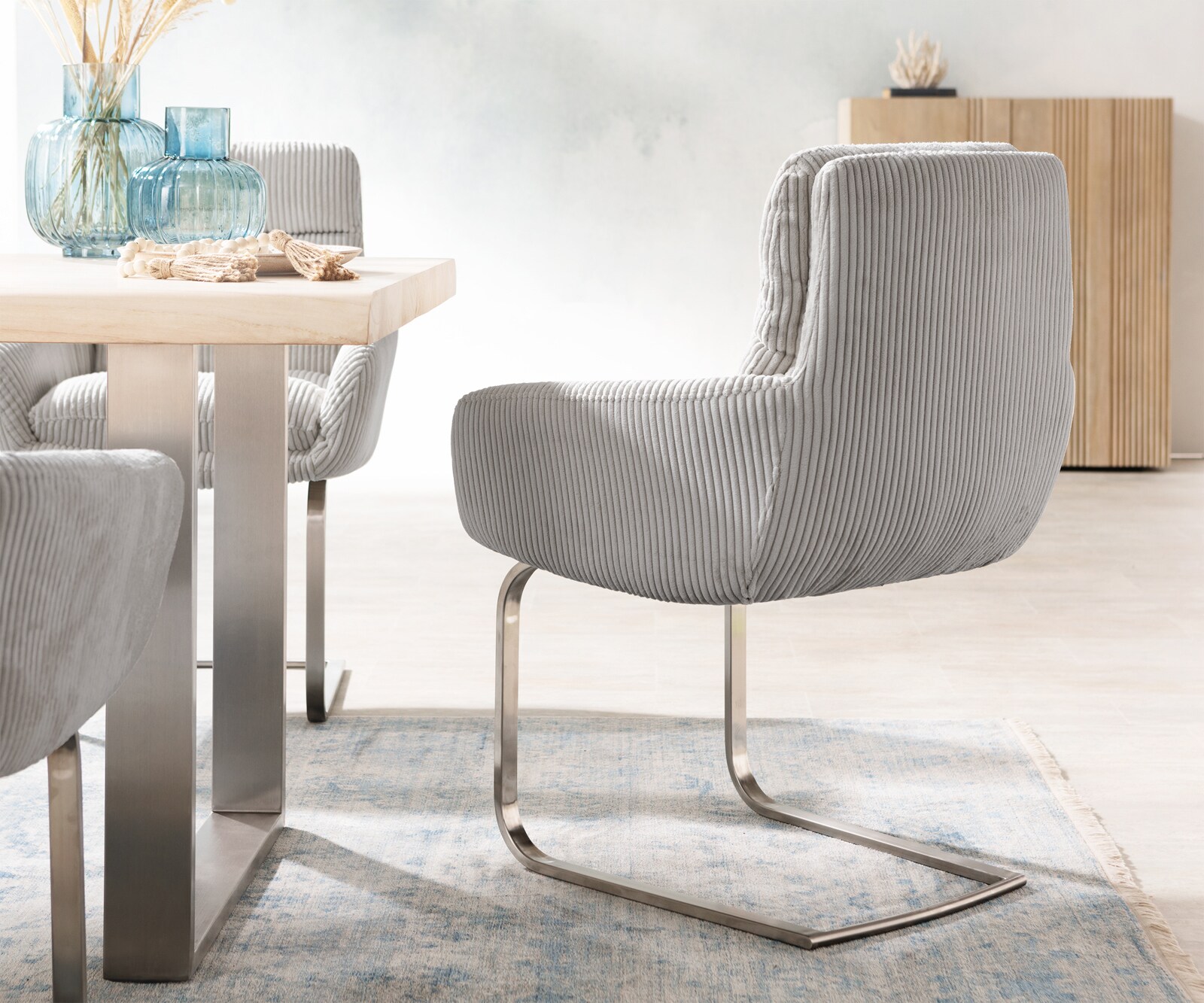 Sledemodel Abelia-Flex met armleuning koord zilver grijs sledemodel vlak roestvrij staal 4 Sledemodel Abelia-Flex met armleuning koord zilver grijs sledemodel vlak roestvrij staal 4