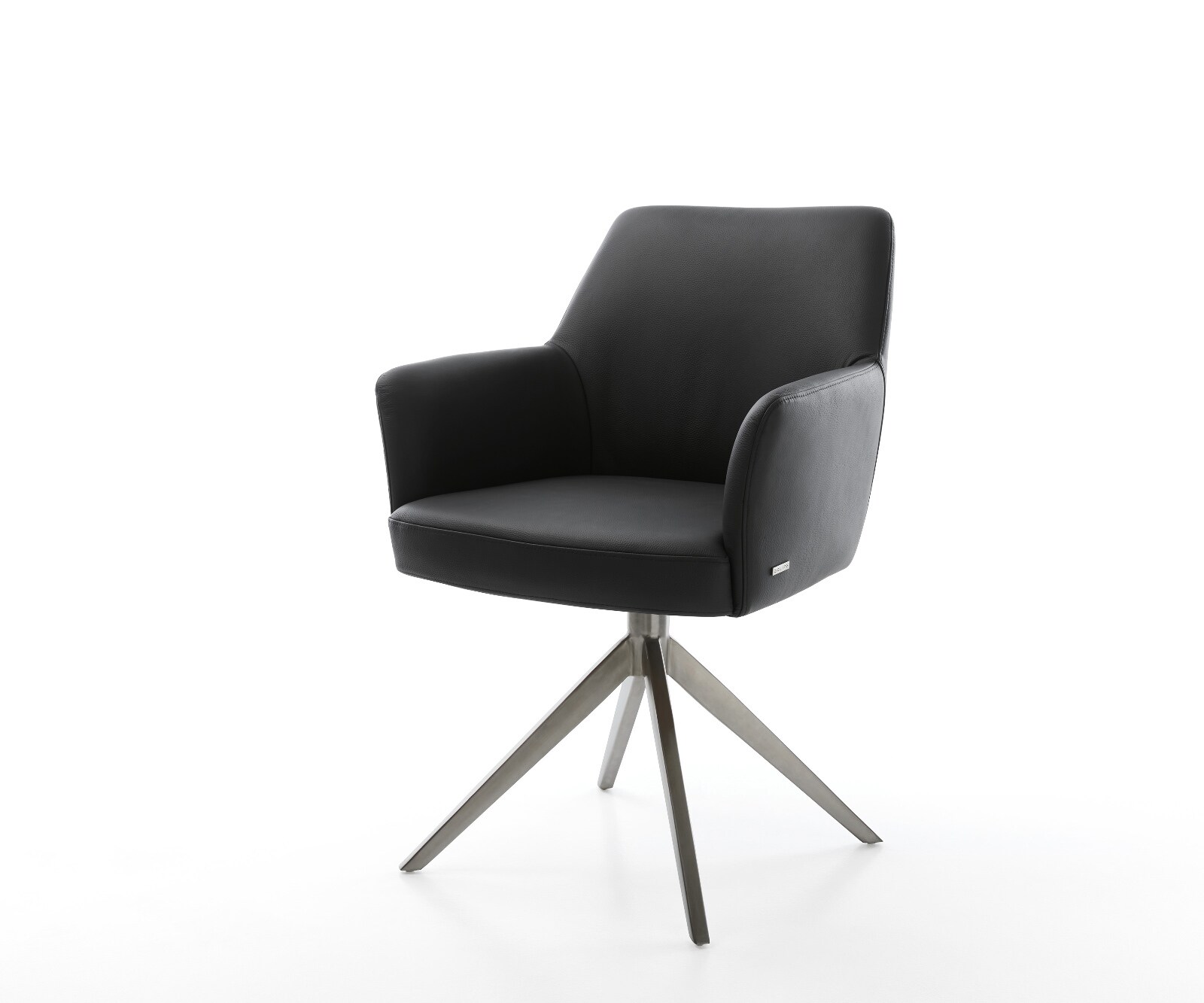 Draaistoel Xana-Flex met armleuning echt leer zwart kruisframe breed grafiet 360° draaibaar rocker-functie pocketveer kern 1