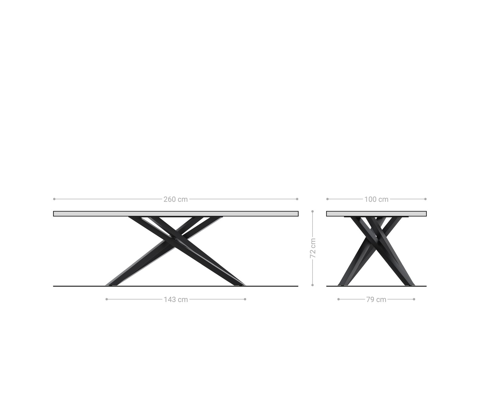 Eettafel Edge 260x100x2,5-3 eiken natuur kruisframe rechthoek zwart  Live-Edge 9