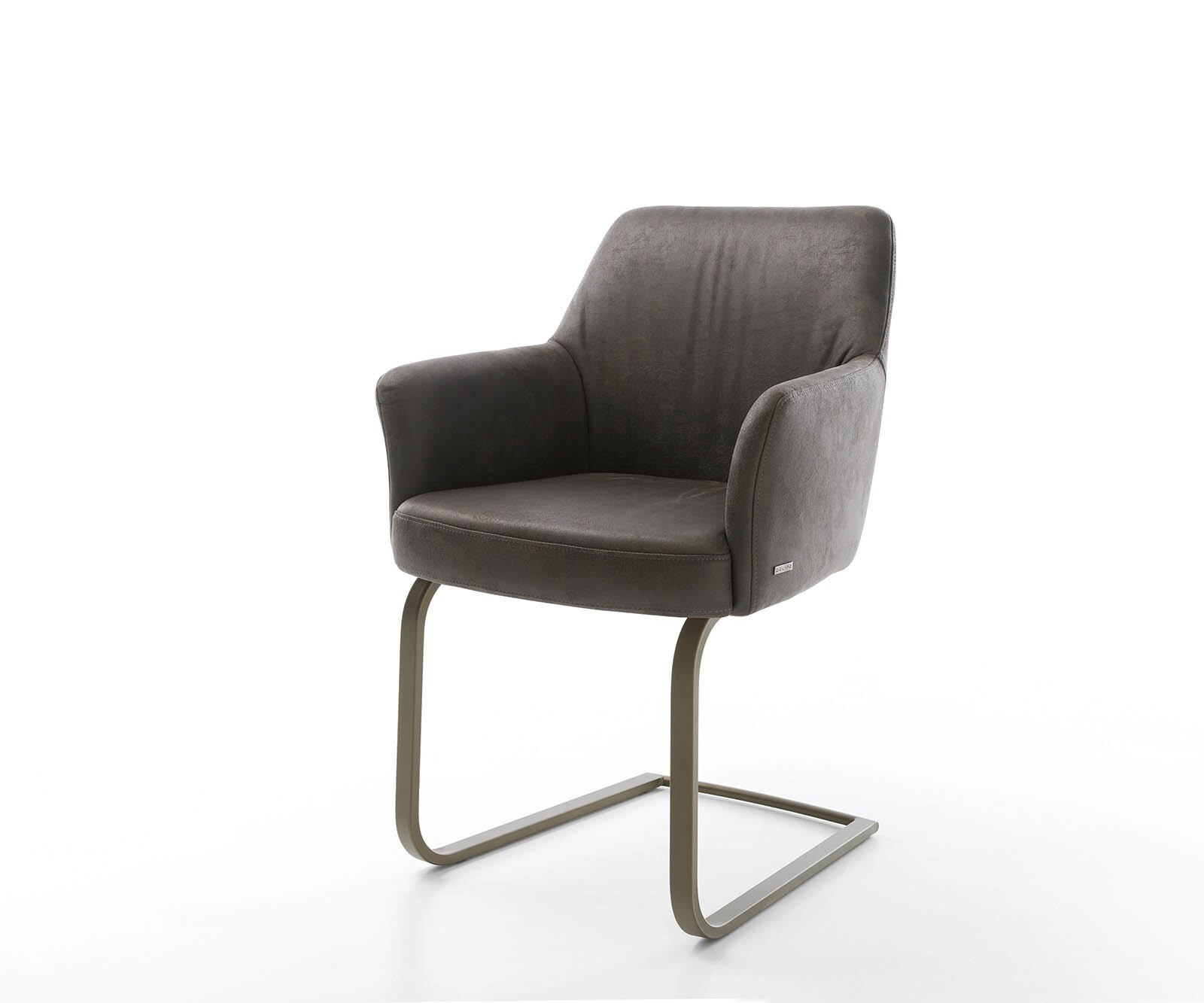 Sledemodel Xana-Flex met armleuning microvelours antraciet vintage sledemodel vlak afwerking met titanium pocketveer kern