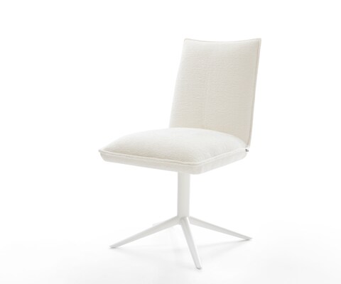 Draaistoel Lelio-Flex bouclé zacht beige kruispoot wit 360° draaibaar rocker-functie pocketveer kern